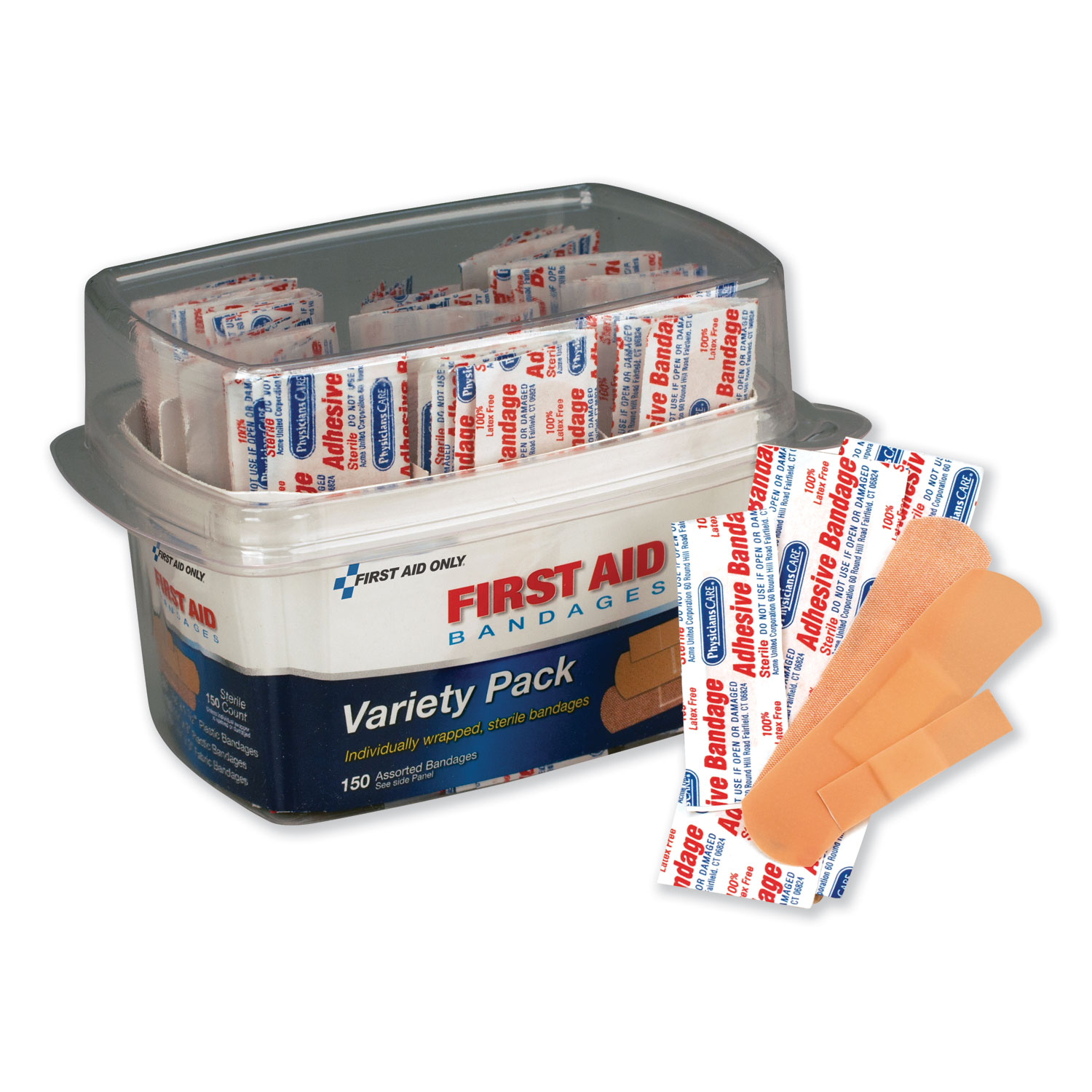 PhysiciansCare by First Aid Only 90095 First Aid Bandages, Assorted, 150 Pieces/Kit (FAO90095) 