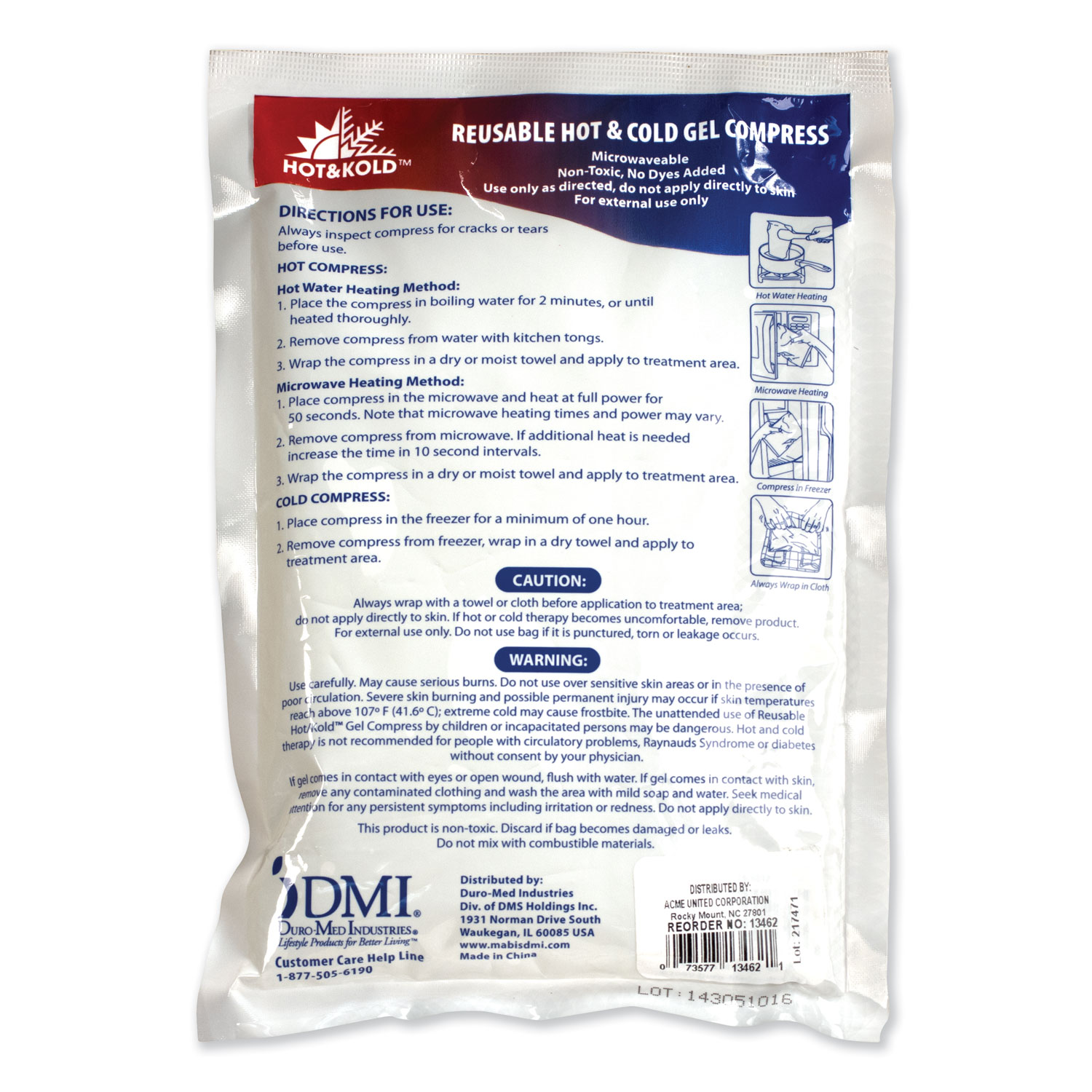  PhysiciansCare by First Aid Only 13462 Reusable Hot/Cold Pack, 8.63 Long, White (FAO13462) 