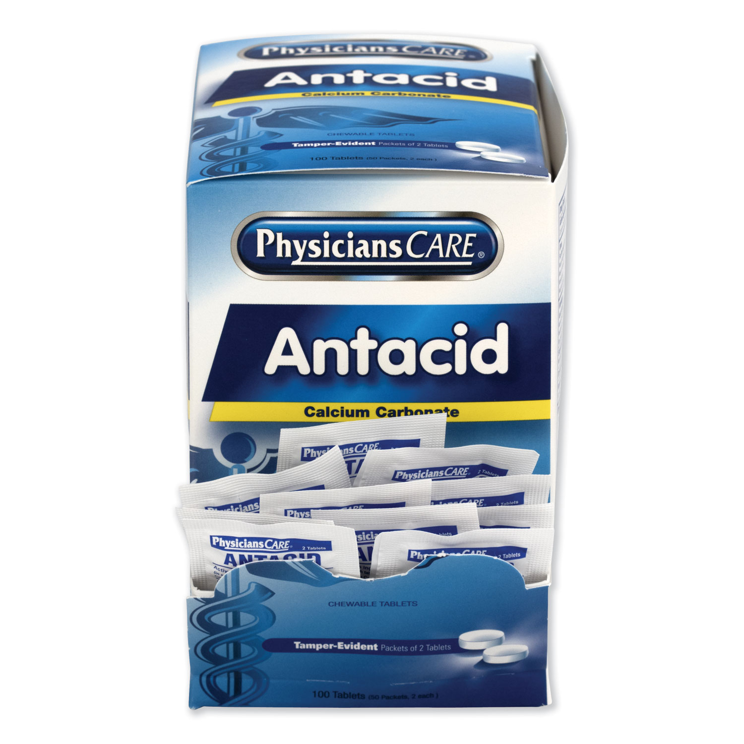 Antacid Calcium Carbonate Medication, TwoPack, 50 Packs/Box BOSS