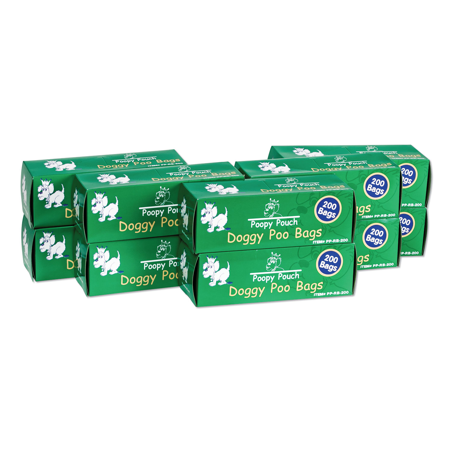  Poopy Pouch PP-RB-200 Universal Pet Waste Bags, 17 microns, 8 x 13, Green, 2,000/Carton (CWDPPRB200) 