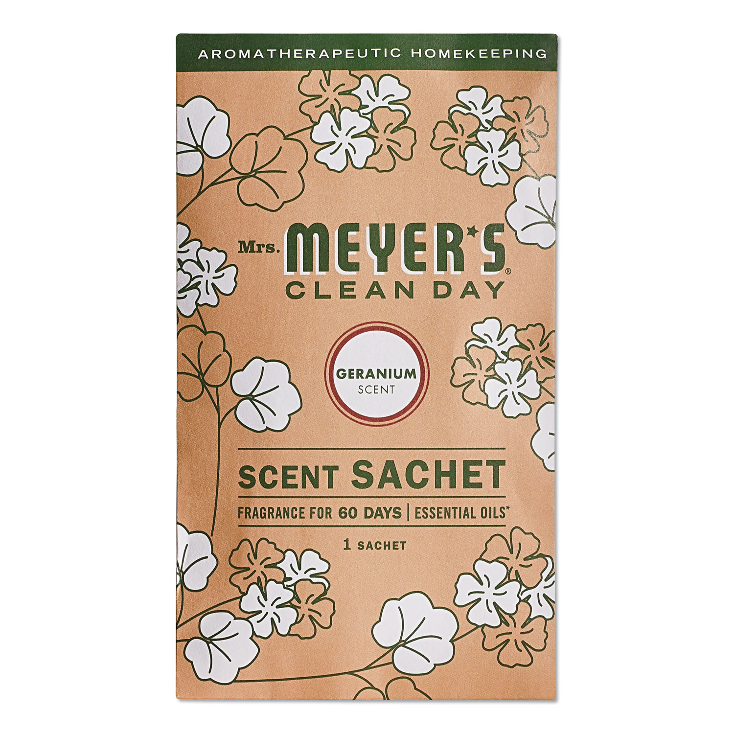  Mrs. Meyer's 308118 Clean Day Scent Sachets, Geranium, 0.05 lbs Sachet, 18/Carton (SJN308118) 