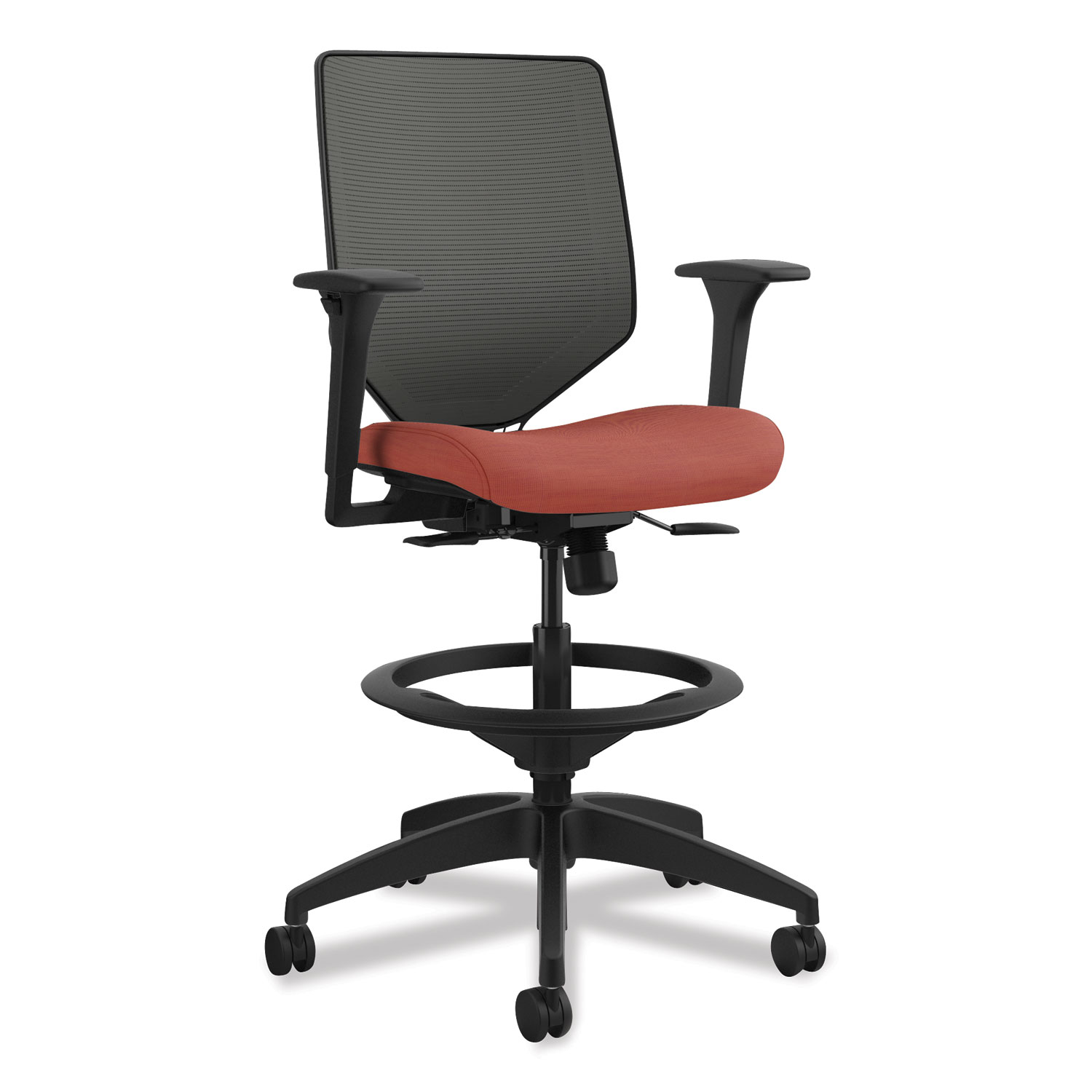  HON HONSVSM1AICC46T Solve Series Mesh Back Task Stool, Supports up to 300 lbs., Bittersweet Seat, Charcoal Back, Black Base (HONSVSM1AICC46T) 