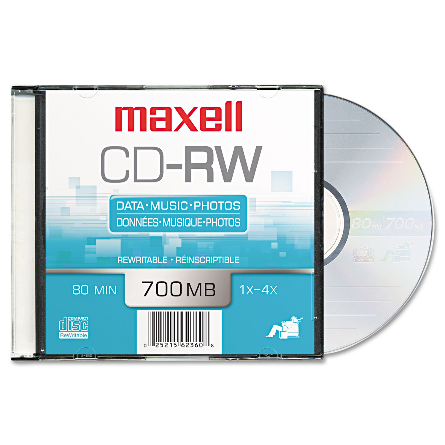 Maxell® Cd Rw Rewritable Disc 700 Mb 80 Min 4x Jewel Case Silver