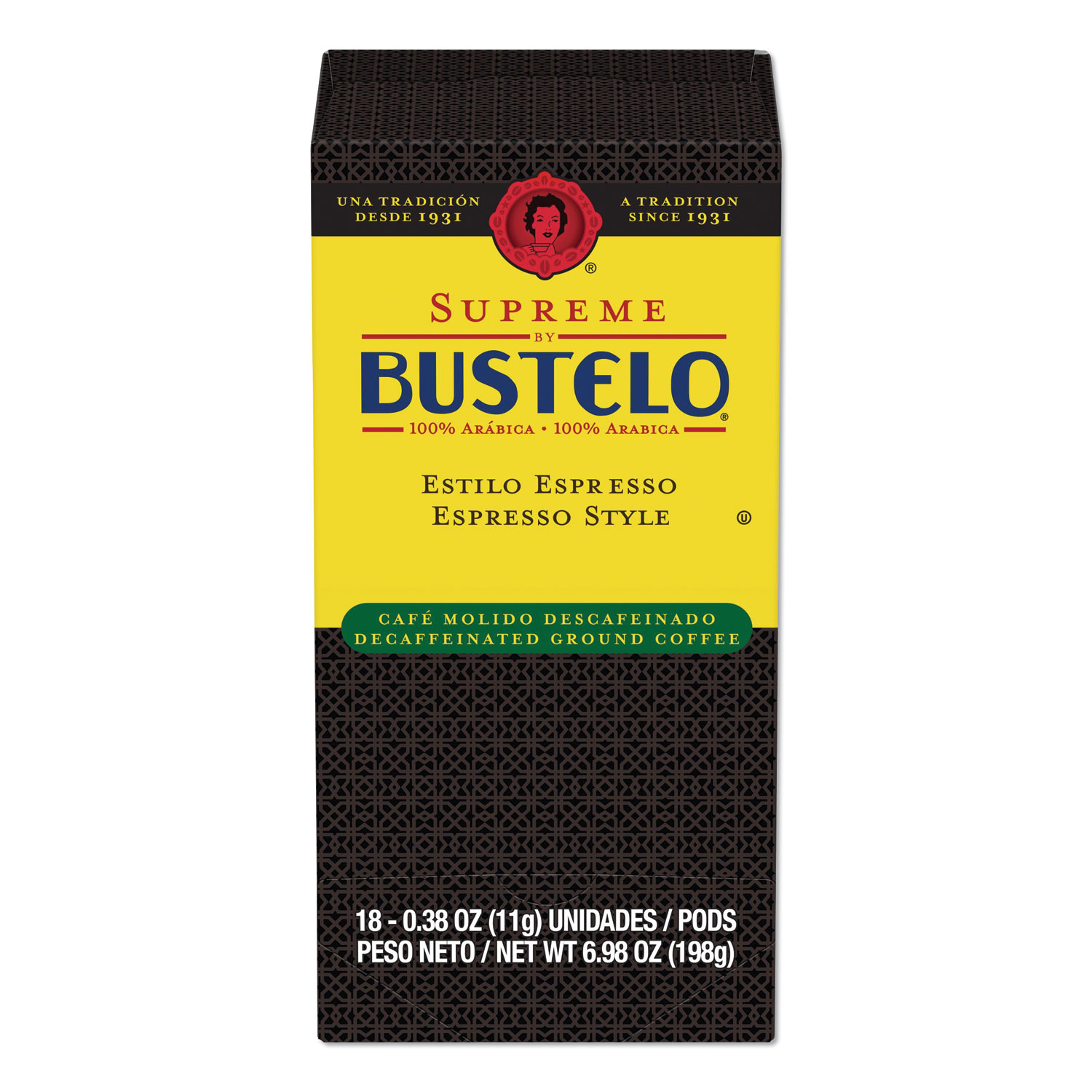  Café Bustelo 11545BX Espresso Style Decaf Coffee Pods, 18/Box (FOL11545BX) 