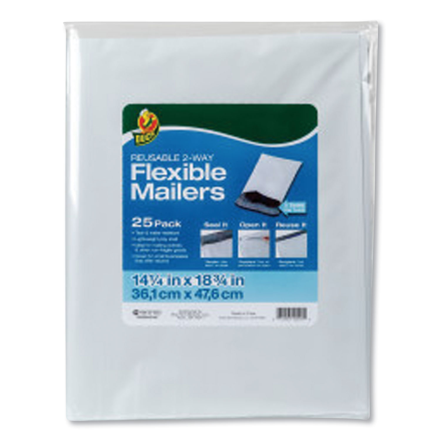  Duck 286340 Reusable 2-Way Flexible Mailers, Self-Adhesive Closure, 14.25 x 18.75, White, 25/Pack (DUC286340) 