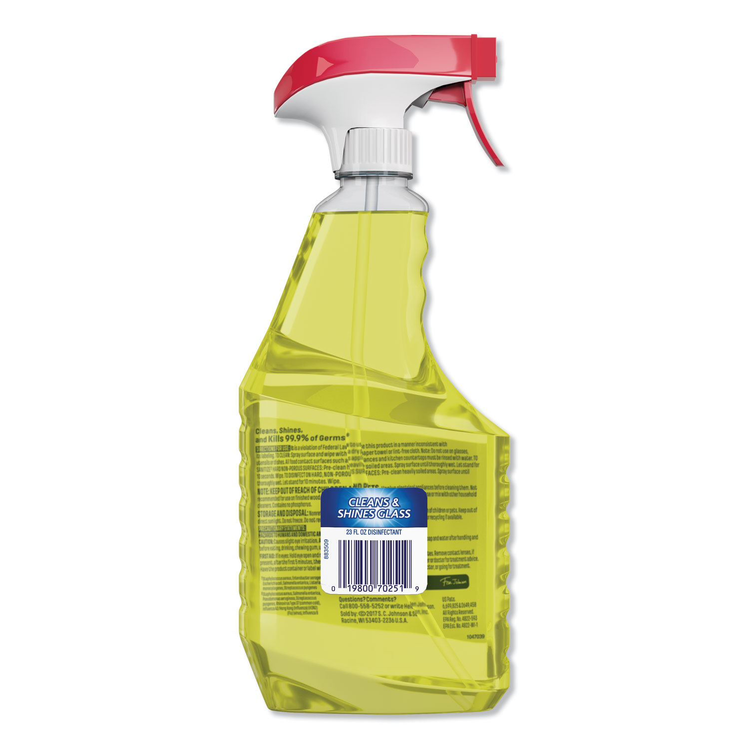 Multi-Surface Disinfectant Cleaner, Lemon Scent, 23 oz Spray Bottle, 8/Carton