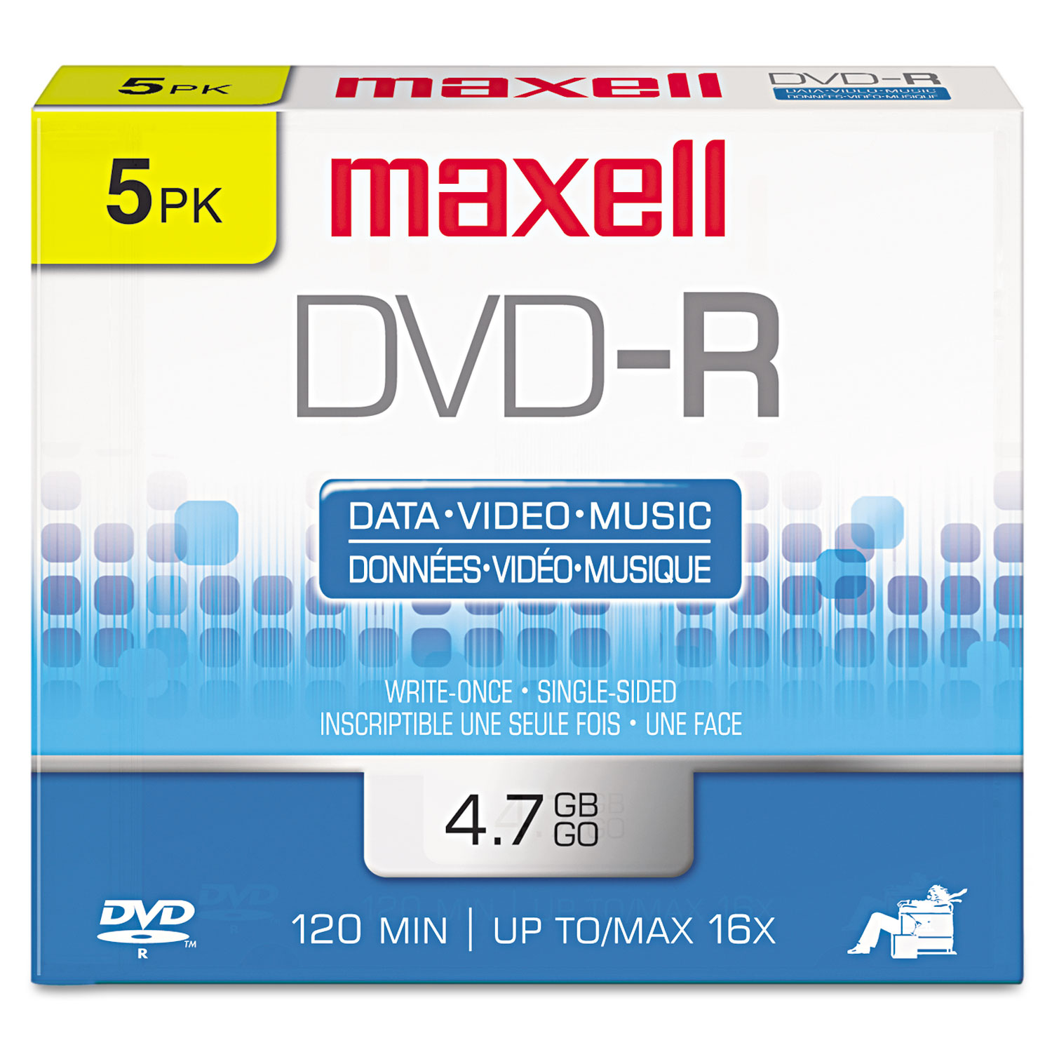  Maxell 638002 DVD-R Discs, 4.7GB, 16x, w/Jewel Cases, Gold, 5/Pack (MAX638002) 