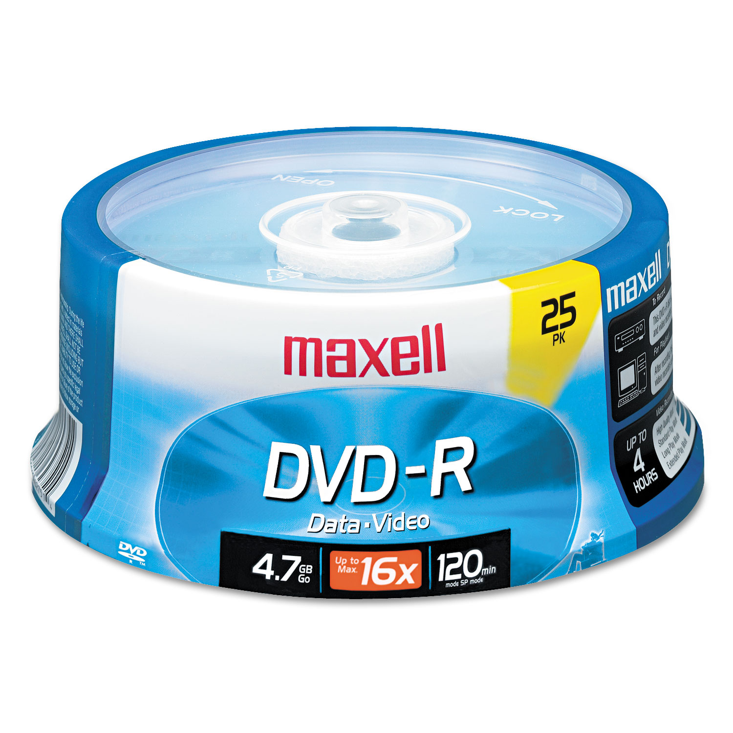  Maxell 638010 DVD-R Discs, 4.7GB, 16x, Spindle, Gold, 25/Pack (MAX638010) 