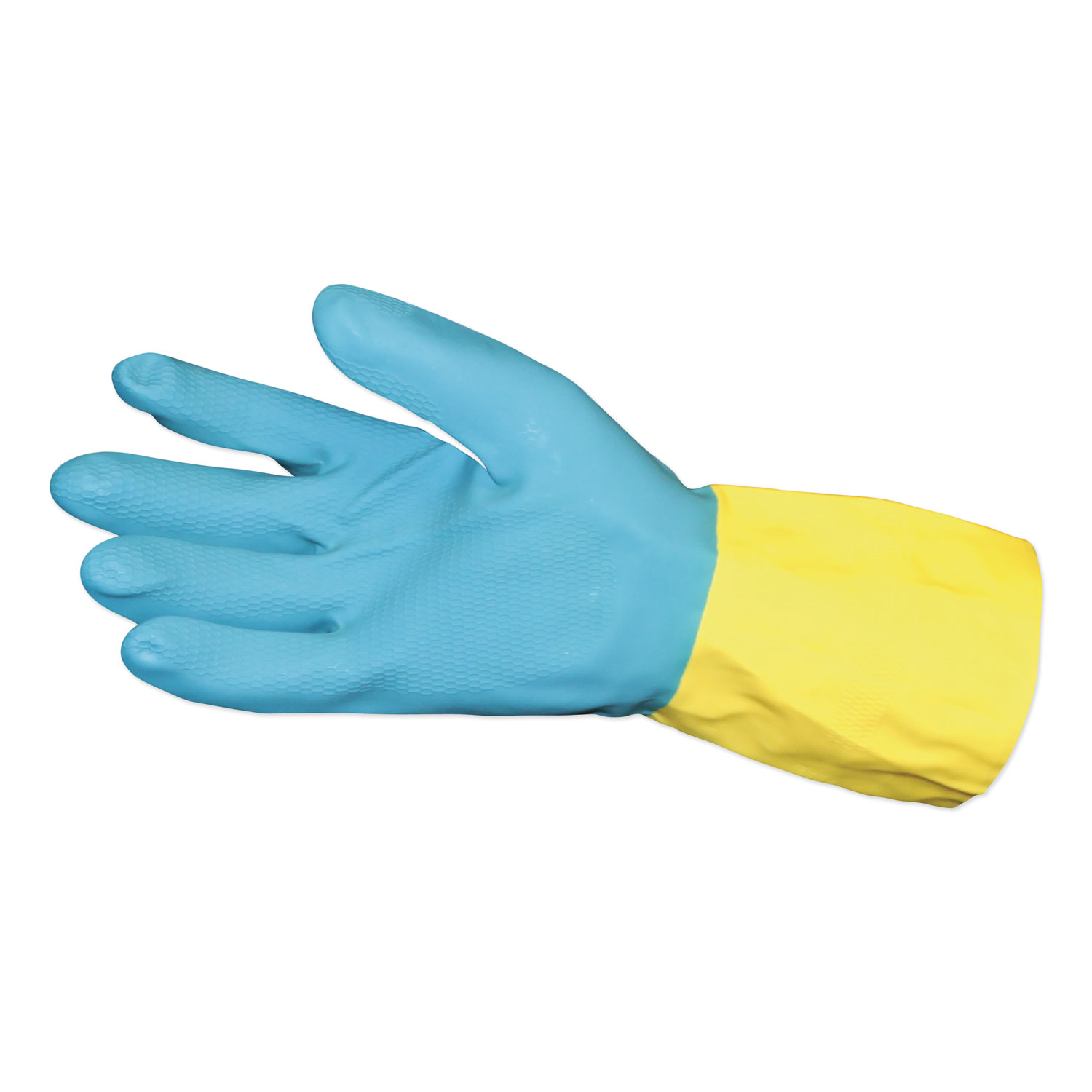  Impact IMP 8433L Flocked Lined Neoprene Over Latex Gloves, Powder-Free, Blue/Yellow, Large, Dozen (IMP8433L) 