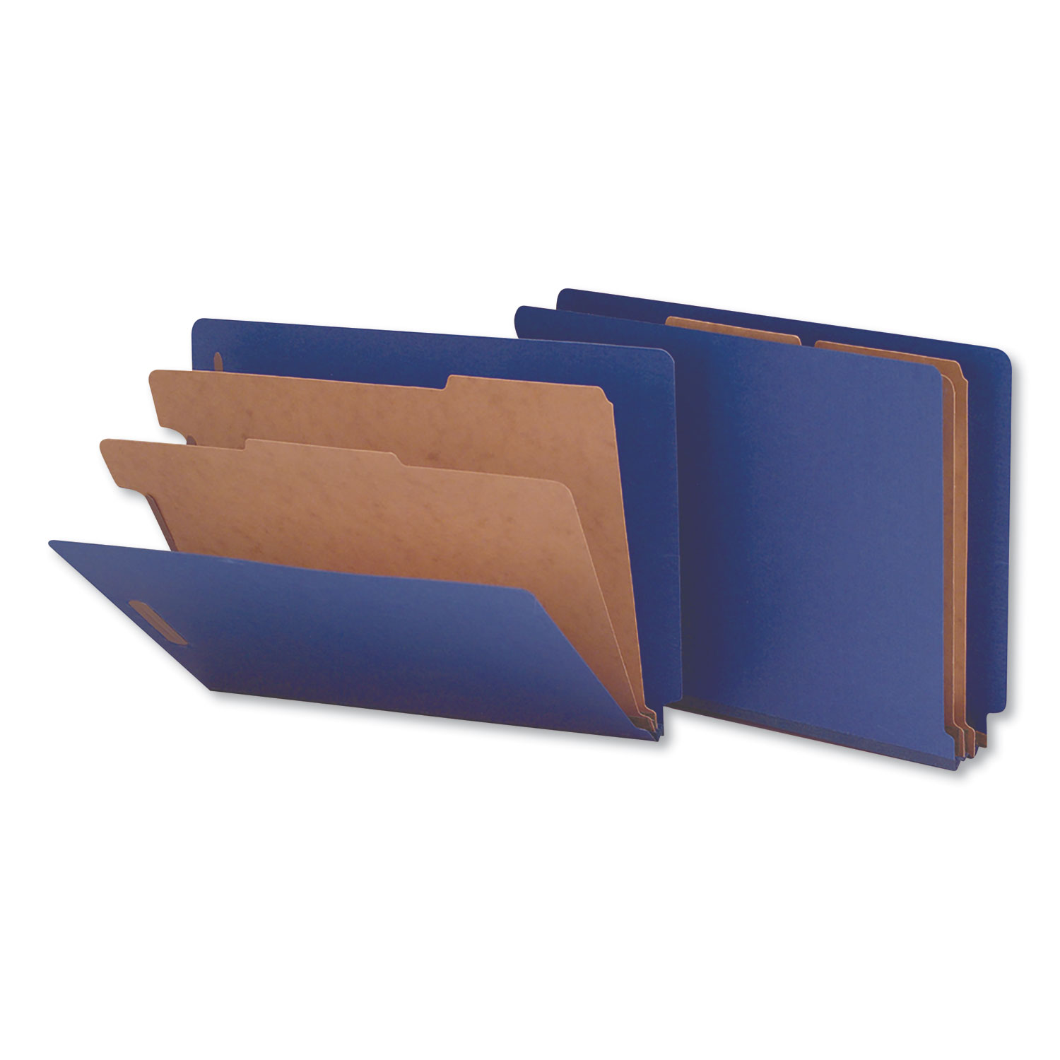  Universal UNV10318 Deluxe Six-Section Colored Pressboard End Tab Classification Folders, 2 Dividers, Letter Size, Cobalt Blue Cover, 10/Box (UNV10318) 