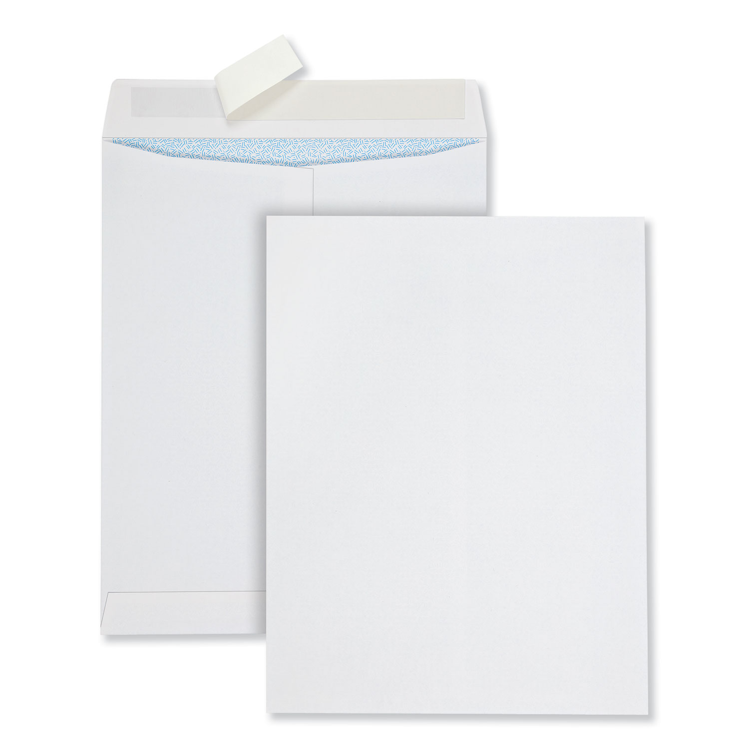 Redi-Strip Security Tinted Envelope, #13 1/2, Square Flap, Redi-Strip Closure, 10 x 13, White, 500/Box