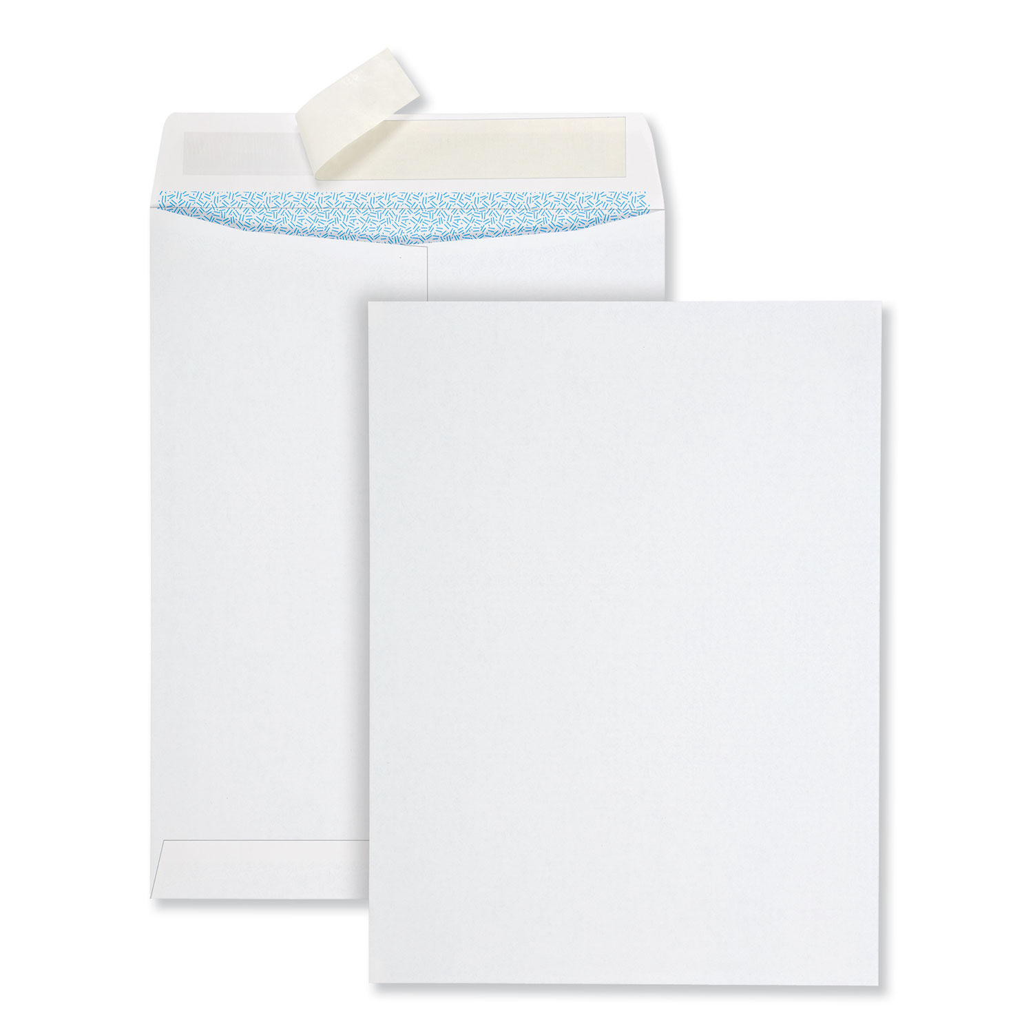 Redi-Strip Security Tinted Envelope, #10 1/2, Square Flap, Redi-Strip Closure, 9 x 12, White, 500/Box