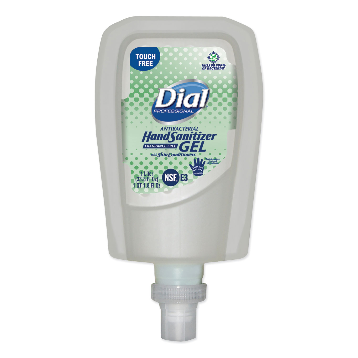  Dial Professional 19029 FIT Fragrance-Free Antimicrobial Touch Free Dispenser Refill Gel Hand Sanitizer, 1000 mL, 3/Carton (DIA19029) 