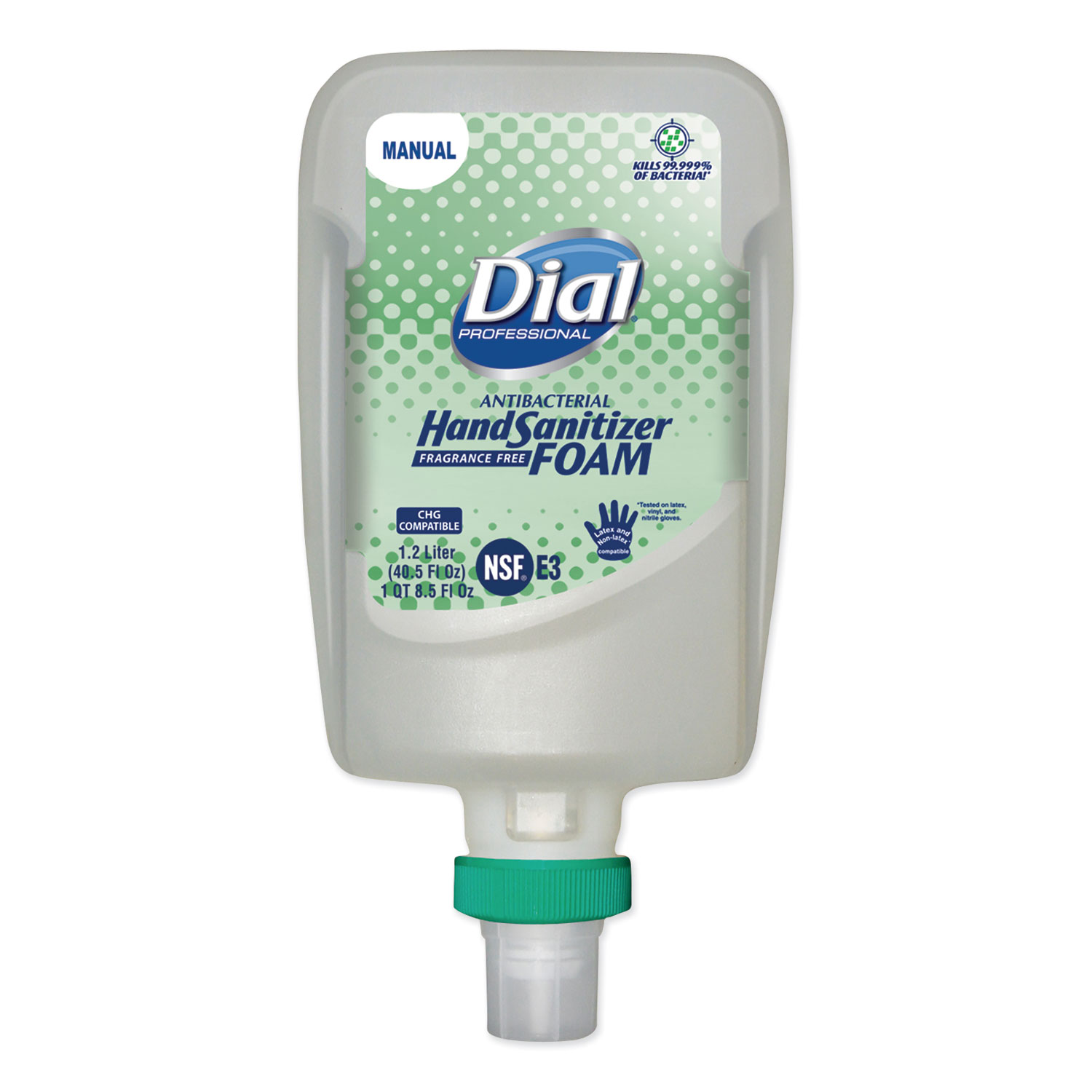  Dial 19038 FIT Fragrance-Free Antimicrobial Foaming Hand Sanitizer Manual Dispenser Refill, 1200 mL, 3/Carton (DIA19038) 