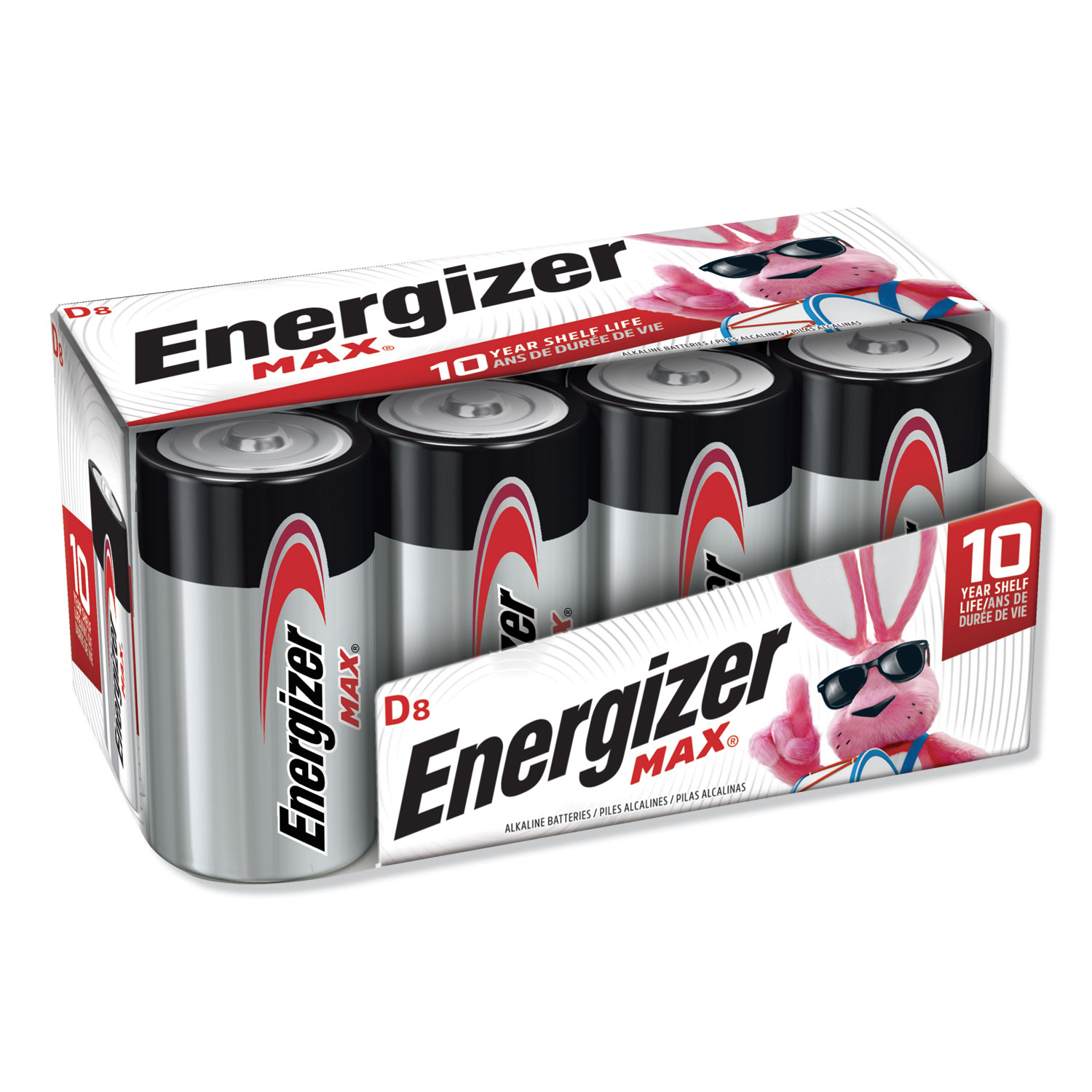  Energizer E95FP-8 MAX Alkaline D Batteries, 1.5V, 8/Pack (EVEE95FP8) 