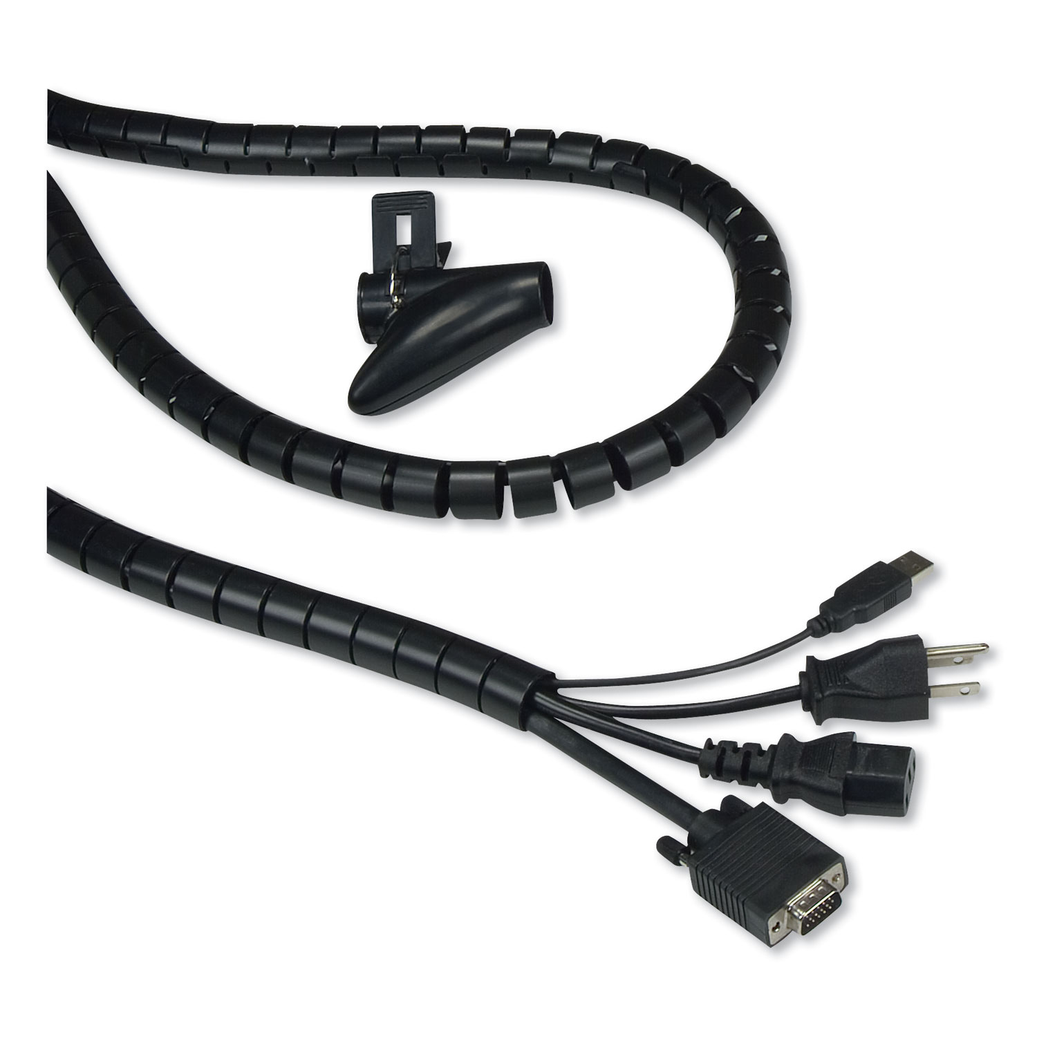  Innovera IVR39660 Cable Management Coiled Tube, 0.75 Dia x 77.5 Long, Black (IVR39660) 