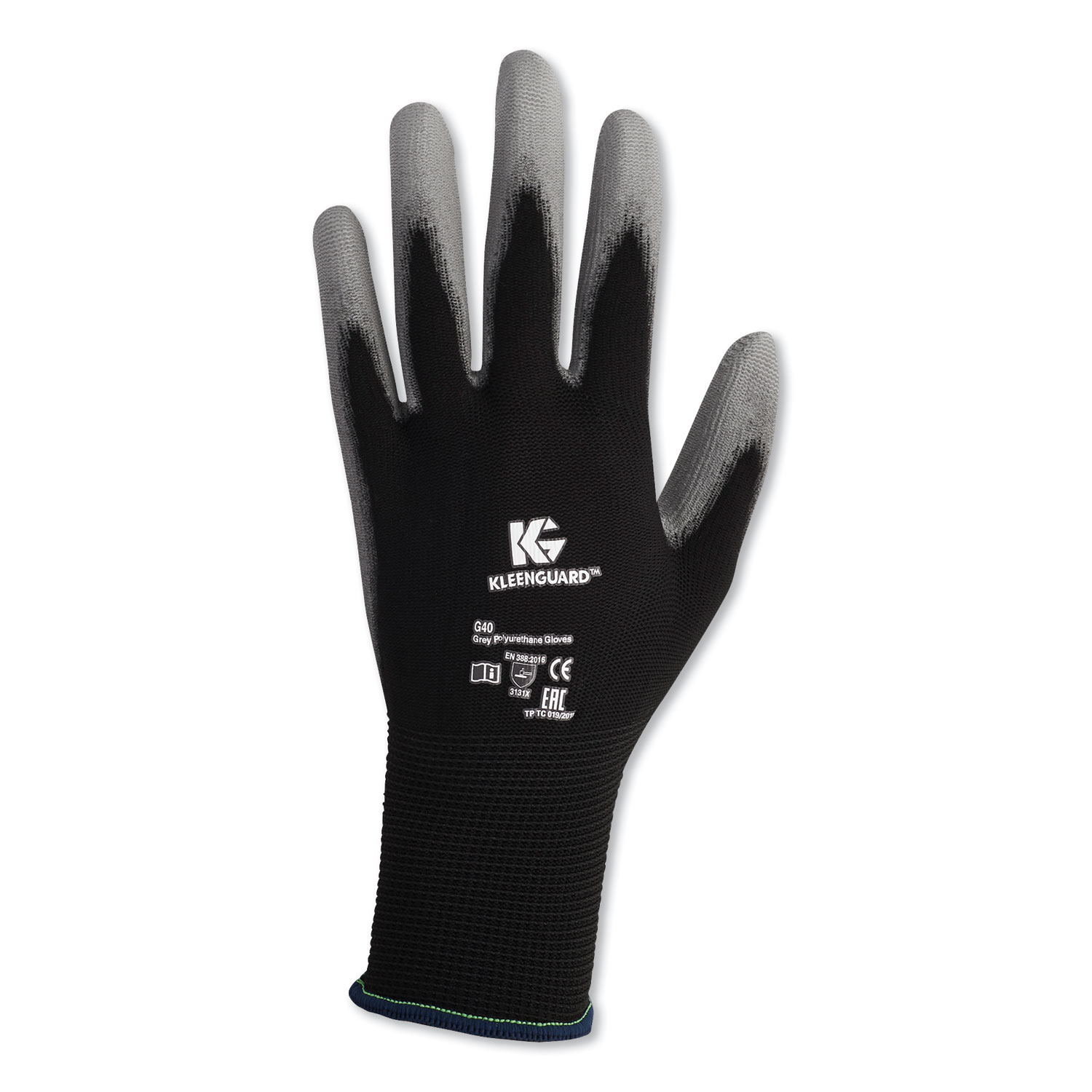  KleenGuard 38729 G40 Polyurethane Coated Gloves, 250 mm Length, XL/Size 10, Blk/Gray, 60 Pairs (KCC38729) 