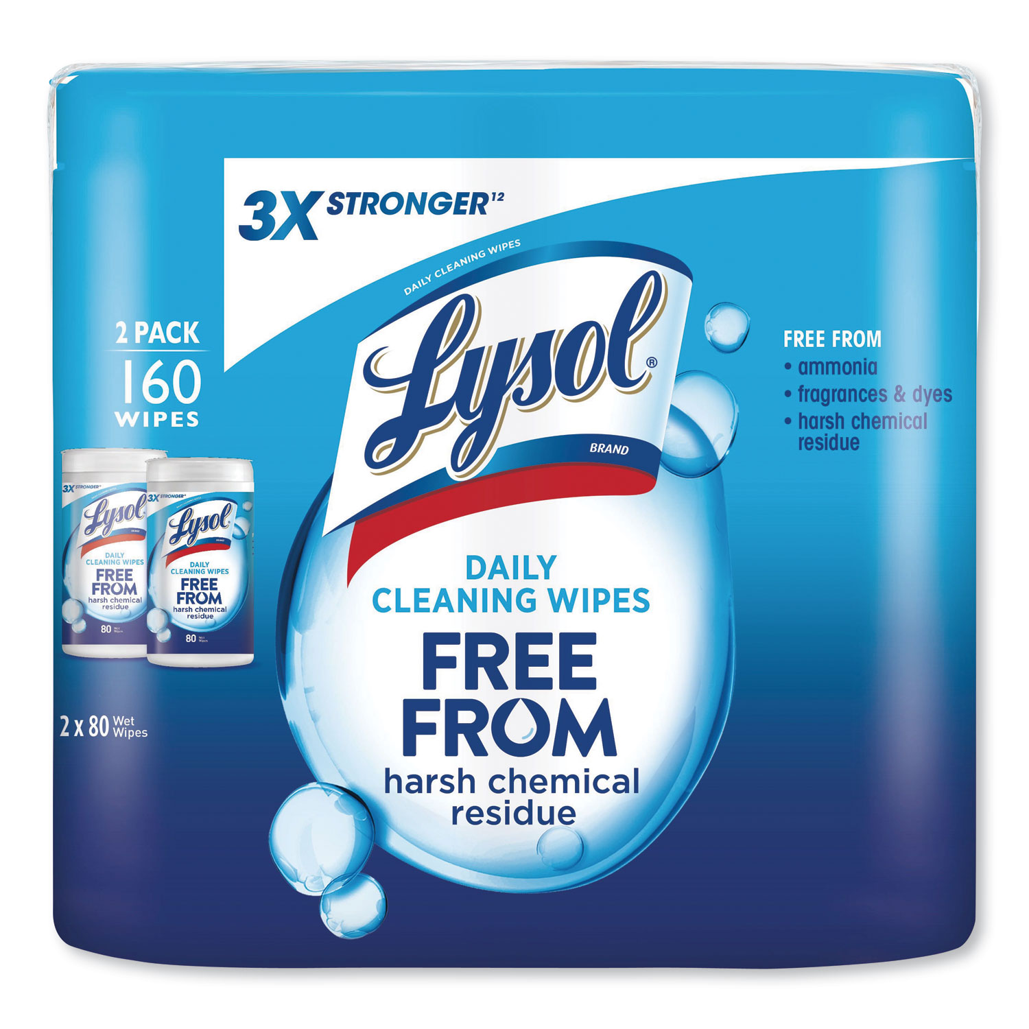 LYSOL Brand 19200-99255 Daily Cleansing Wipes, 8 x 7, White, 80 Wipes/Can, 2 Cans/Pack, 3 Packs/Carton (RAC99255) 