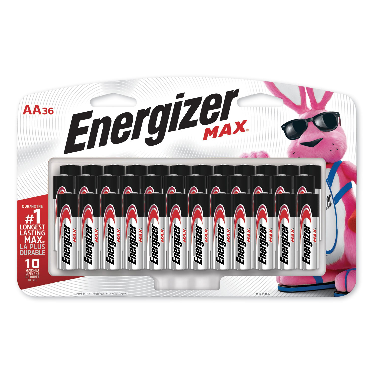  Energizer E91SBP36H MAX Alkaline AA Batteries, 1.5V, 36/Pack (EVEE91SBP36H) 