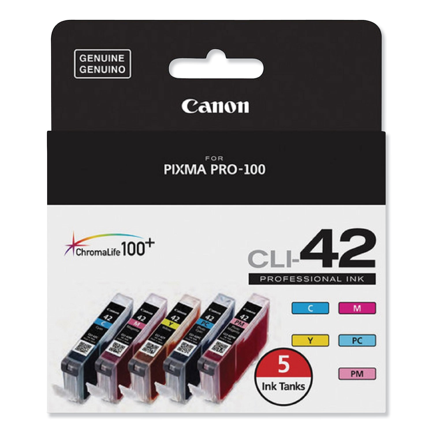  Canon 6385B010 6385B010 (CLI-42) ChromaLife100+ Ink, Cyan; Magenta; Yellow; Photo Cyan; Photo Magenta (CNM6385B010) 
