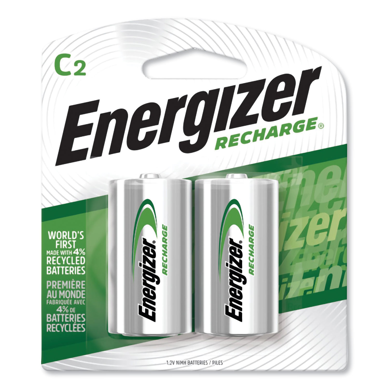  Energizer NH35BP-2 NiMH Rechargeable C Batteries, 1.2V, 2/Pack (EVENH35BP2) 