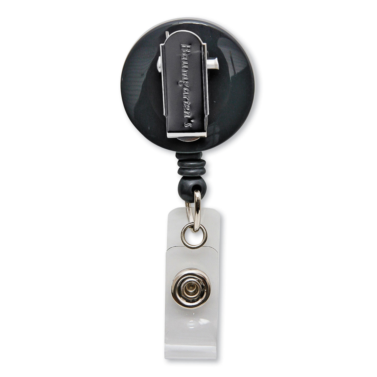 Swivel-Style Spring-Clip ID Card Reel, 30 Extension, Black