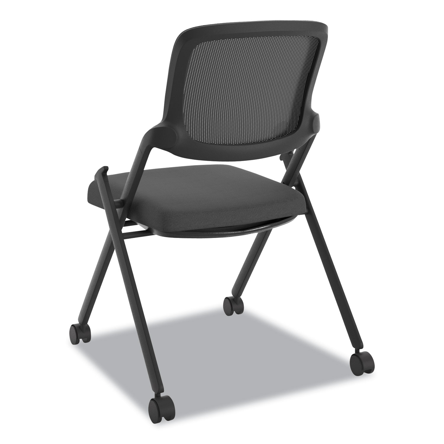 VL304 Mesh Back Nesting Chair, Black Seat/Black Back, Black Base