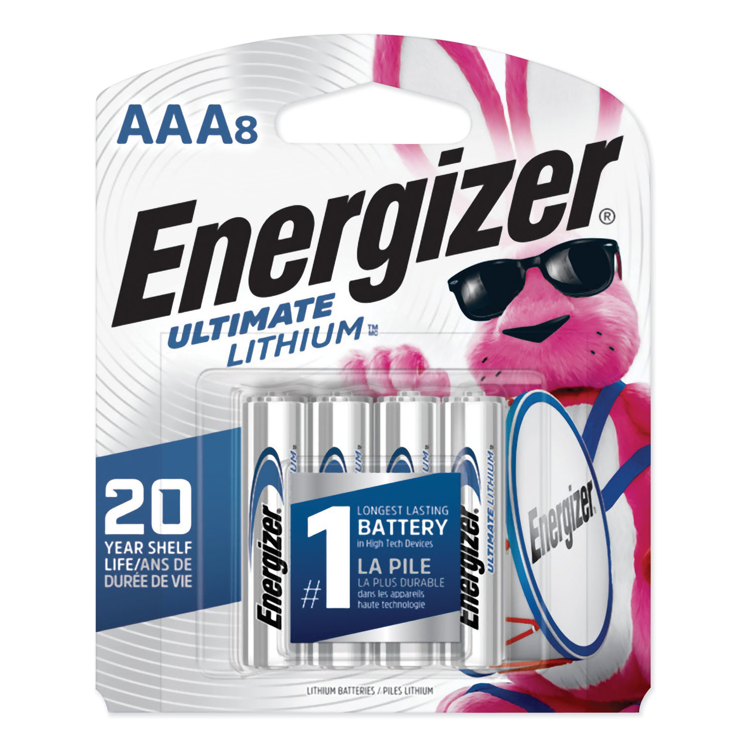  Energizer L92SBP-8 Ultimate Lithium AAA Batteries, 1.5V, 8/Pack (EVEL92SBP8) 