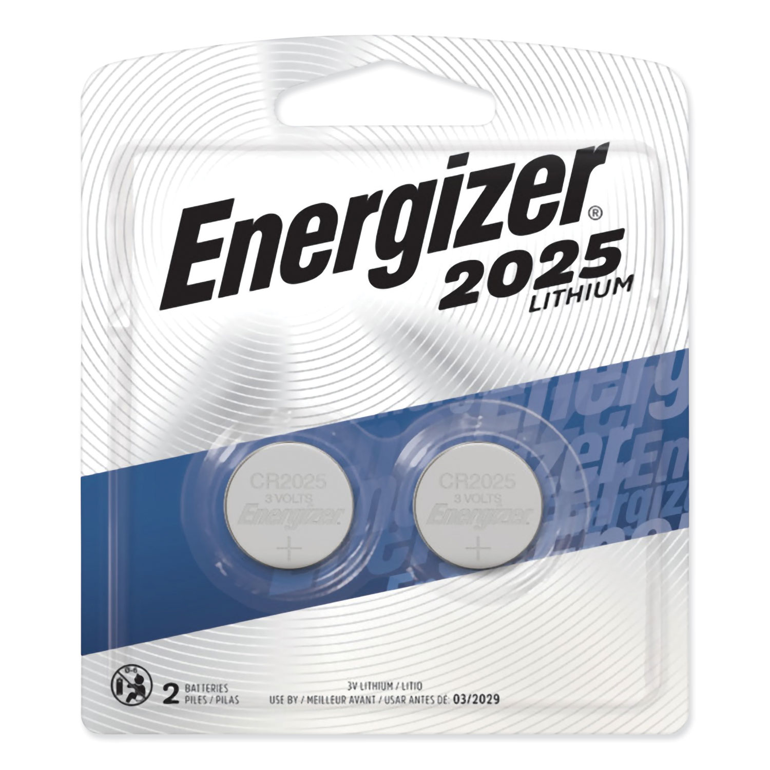  Energizer 2025BP-2 2025 Lithium Coin Battery, 3V, 2/Pack (EVE2025BP2) 