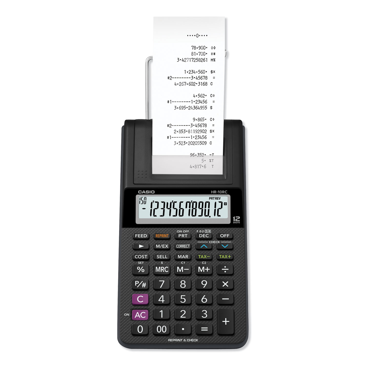  Casio HR-10RC HR-10RC Handheld Portable Printing Calculator, Black Print, 1.6 Lines/Sec (CSOHR10RC) 