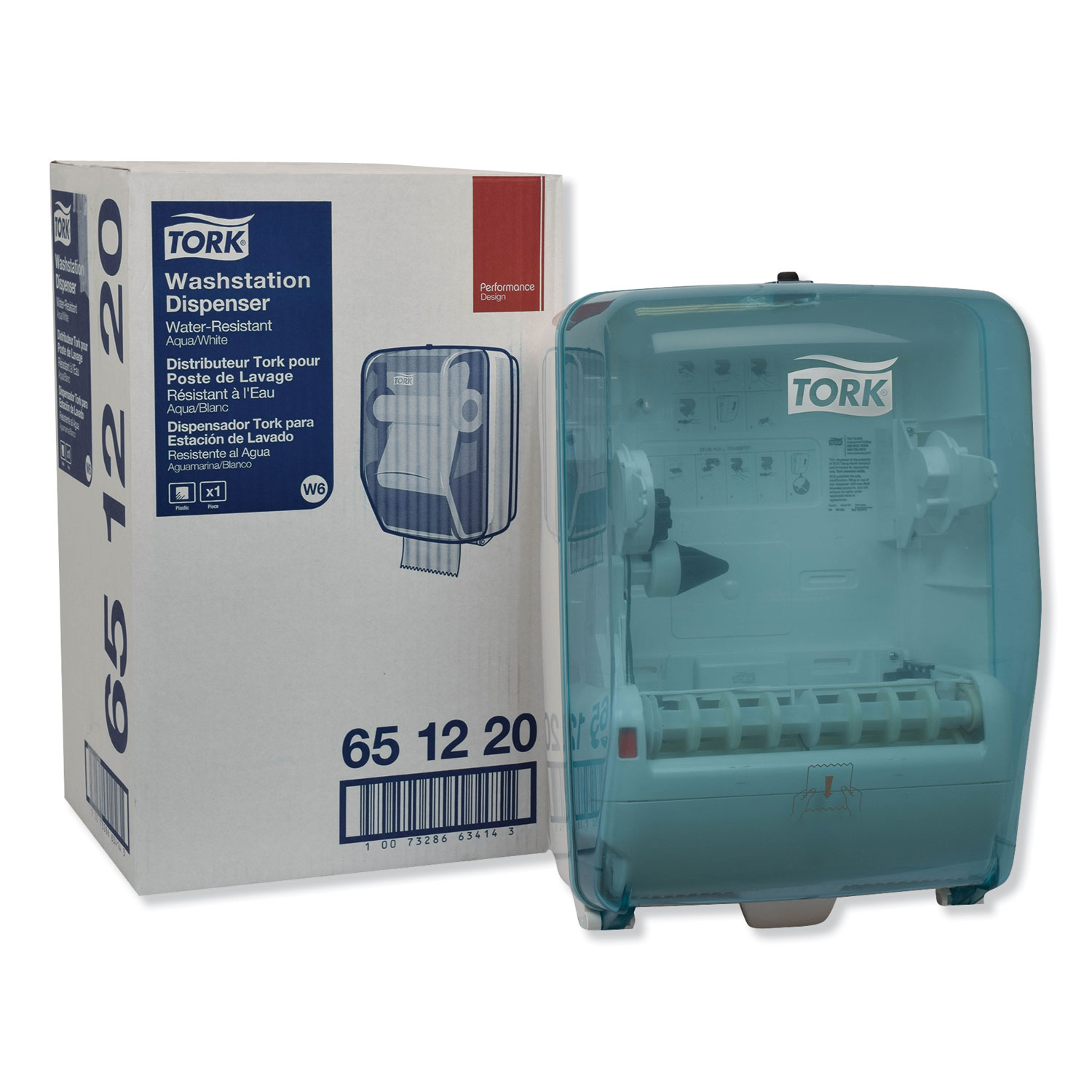  Tork 651220 Washstation Dispenser, 12.56 x 18.09 x 10.57, Aqua/White (TRK651220) 