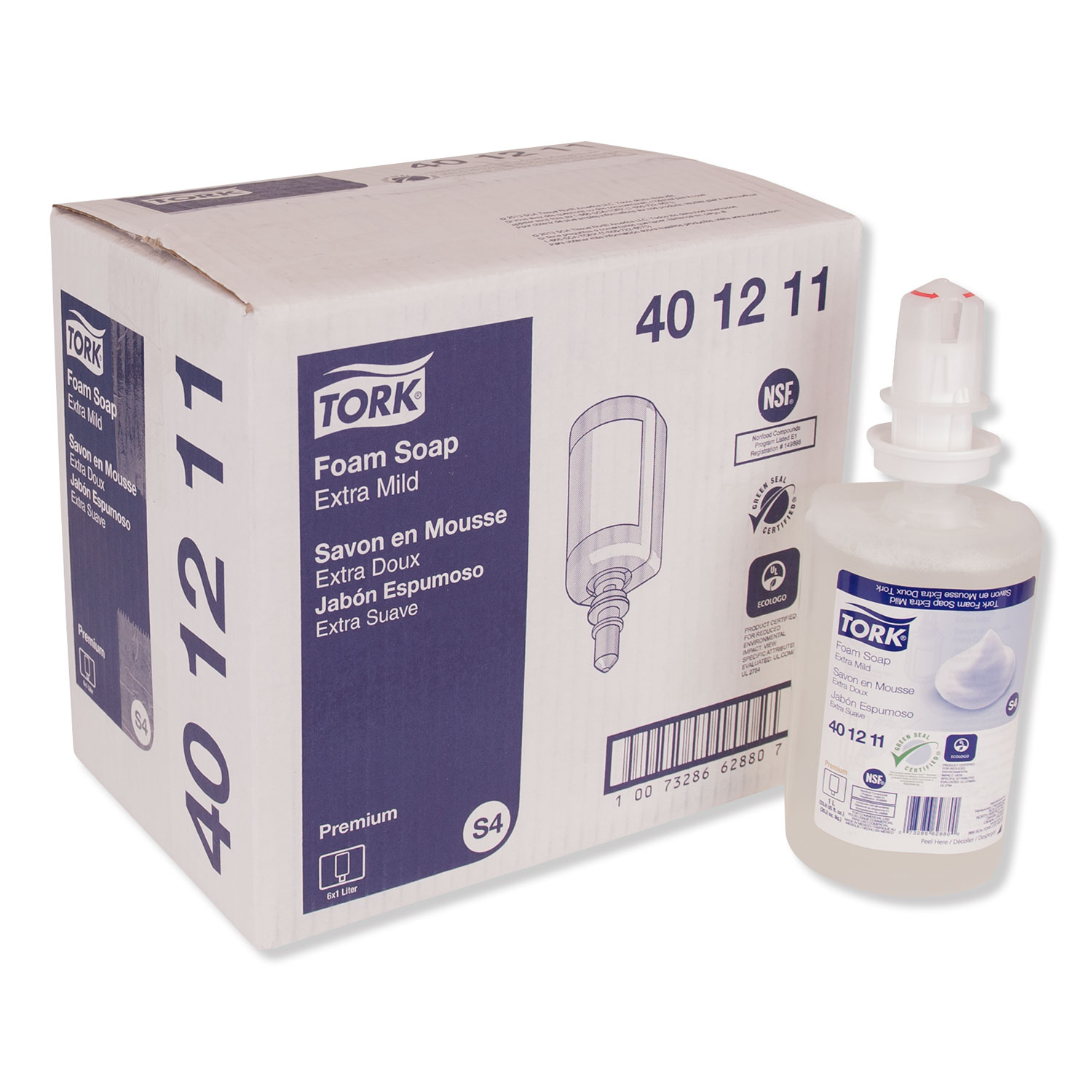  Tork 401211 Premium Extra Mild Soap, Unscented, 1 L, 6/Carton (TRK401211) 
