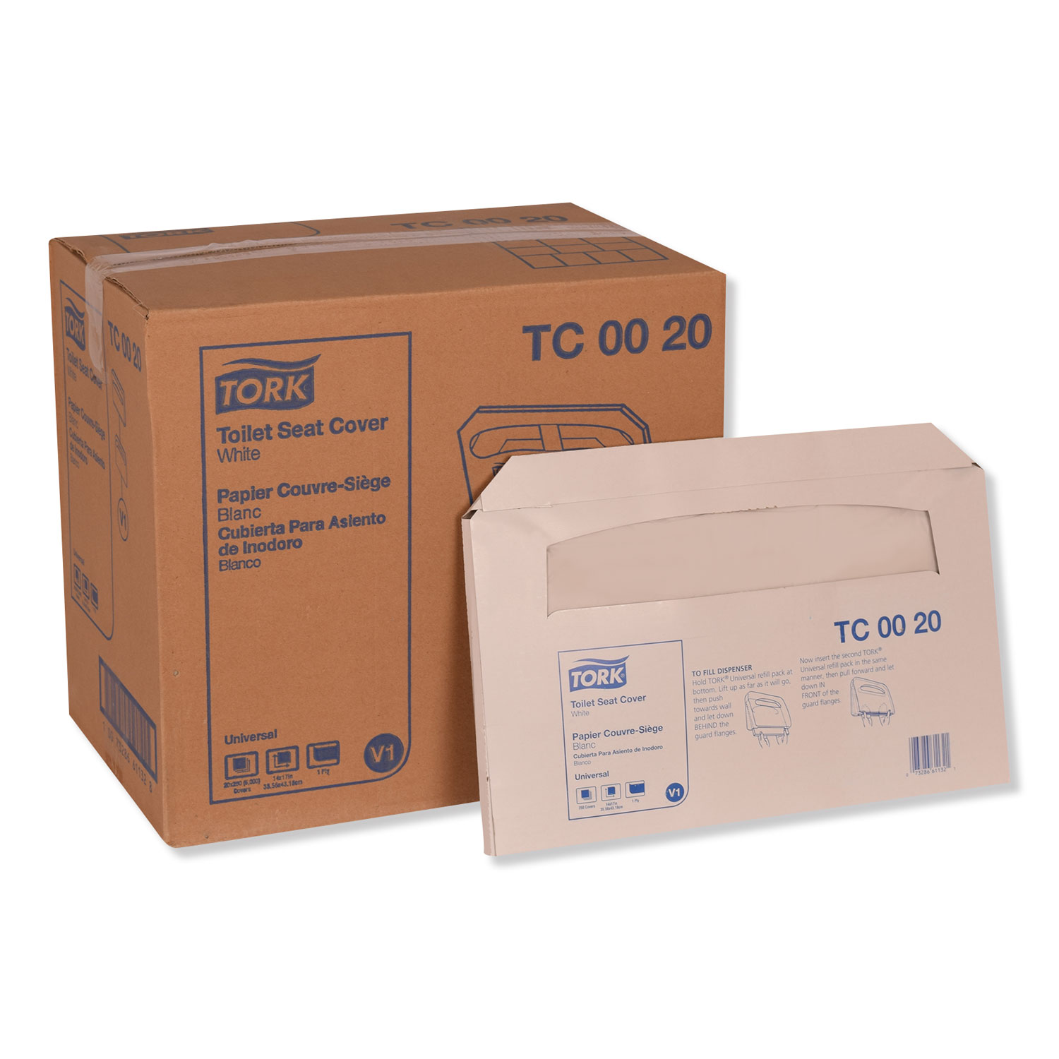 Tork TC0020 Toilet Seat Cover, 14.5 x 17, White, 250/Pack, 20 Packs/Carton (TRKTC0020) 