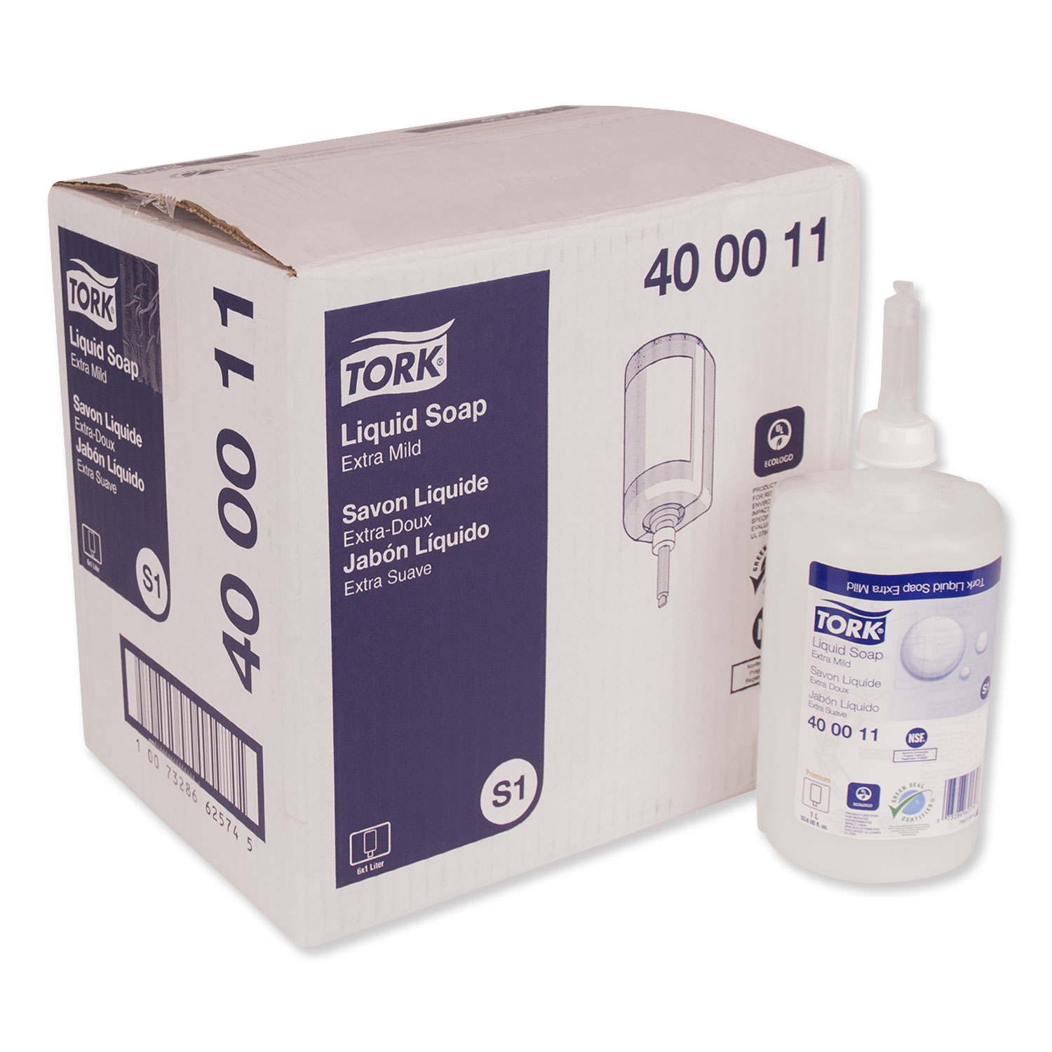 Tork 400011 Premium Extra Mild Soap, Unscented, 1 L, 6/Carton (TRK400011) 