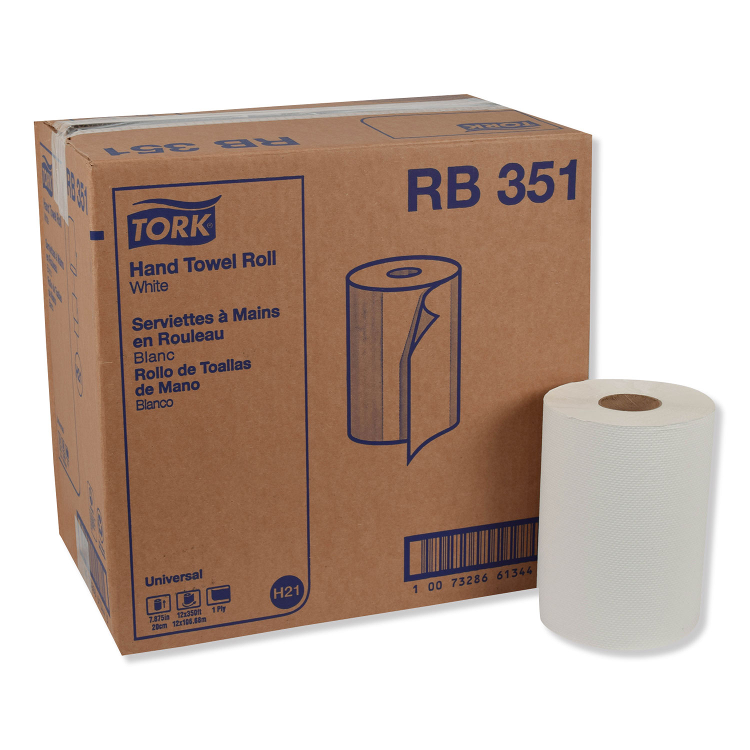  Tork RB351 Universal Hardwound Roll Towel, 7.88 x 350 ft, White, 12/Carton (TRKRB351) 
