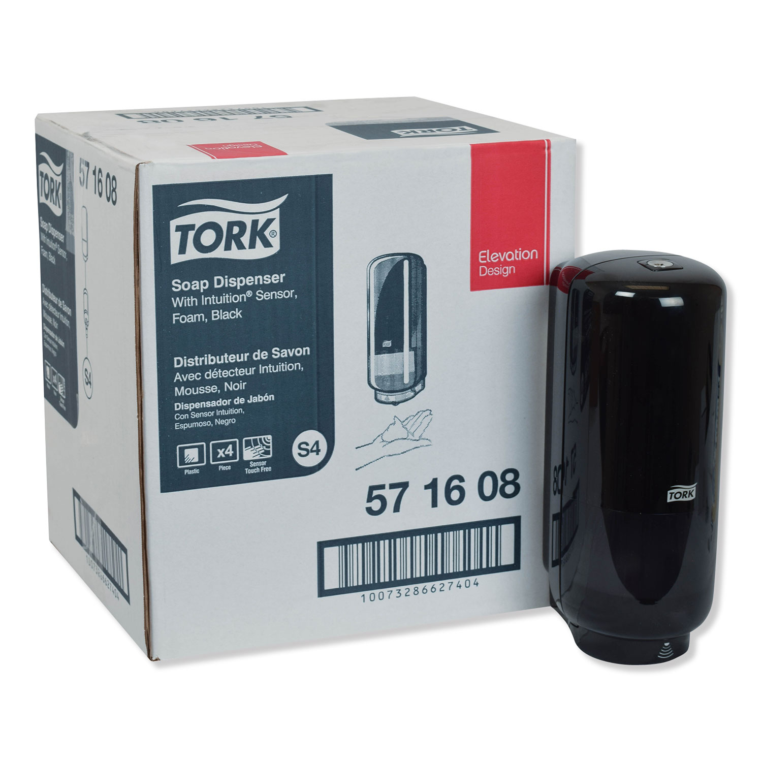  Tork 571608 Elevation Foam Skincare Automatic Dispenser with Intuition Sensor, 1 L/33 oz, 4.45 x 5.12 x 10.94, Black (TRK571608) 