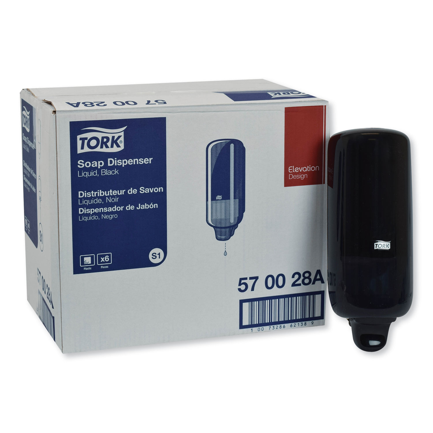  Tork 570028A Elevation Liquid Skincare Dispenser, 1 L Bottle; 33 oz Bottle, 4.4 x 4.5 x 11.5, Black (TRK570028A) 