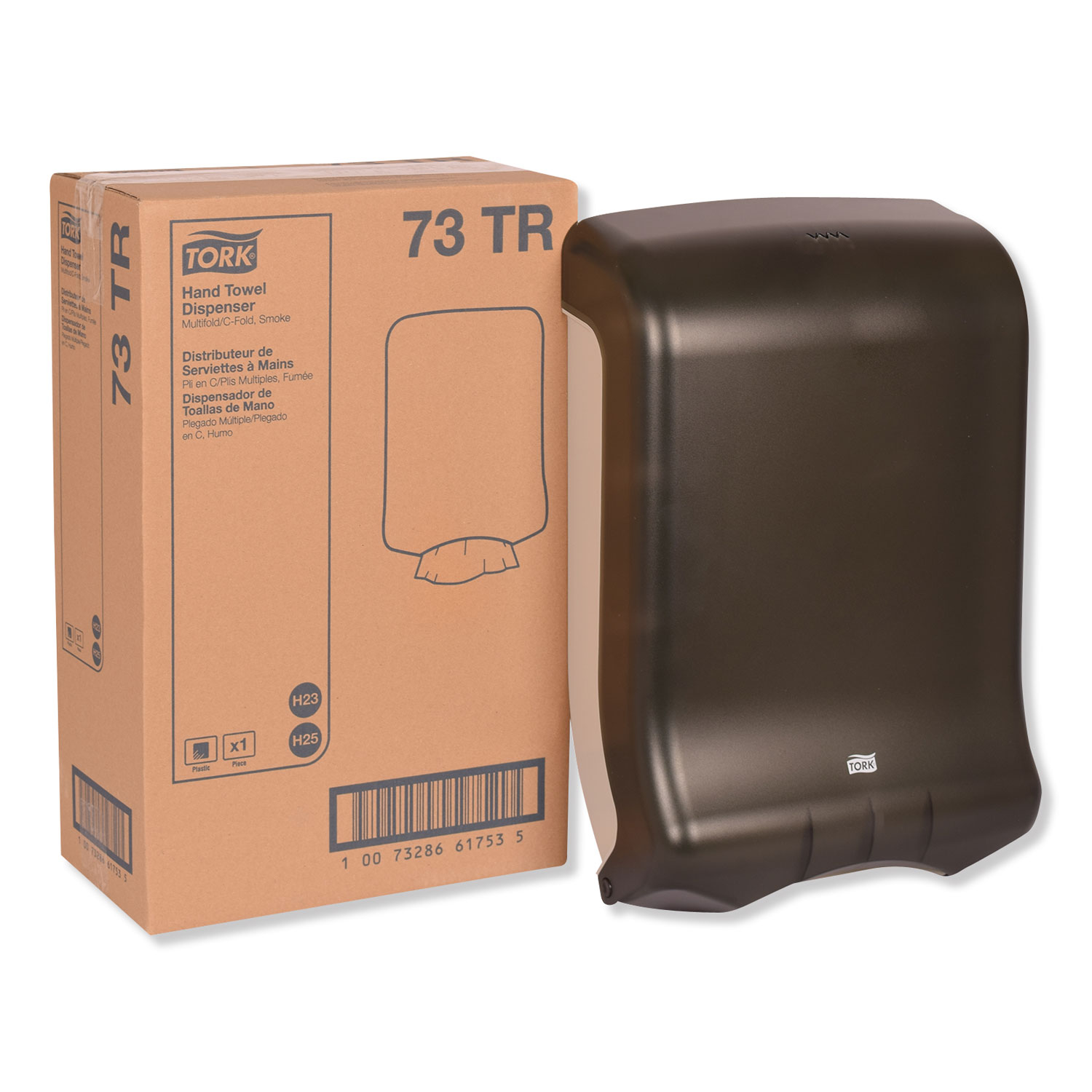  Tork 73TR Folded Towel Dispenser, 11 3/4 x 6 1/4 x 18, Smoke (TRK73TR) 