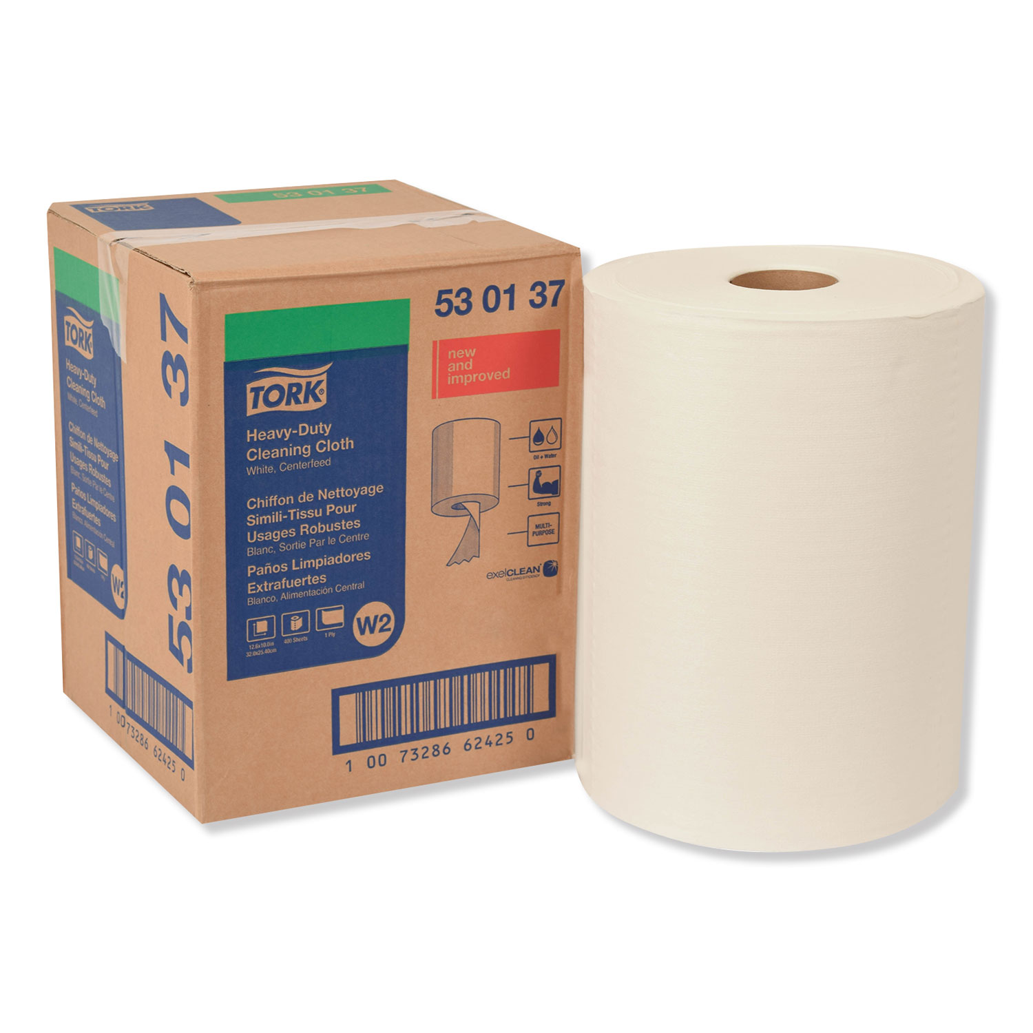  Tork 530137 Heavy-Duty Cleaning Cloth, 12.6 x 10, White, 400/Carton (TRK530137) 