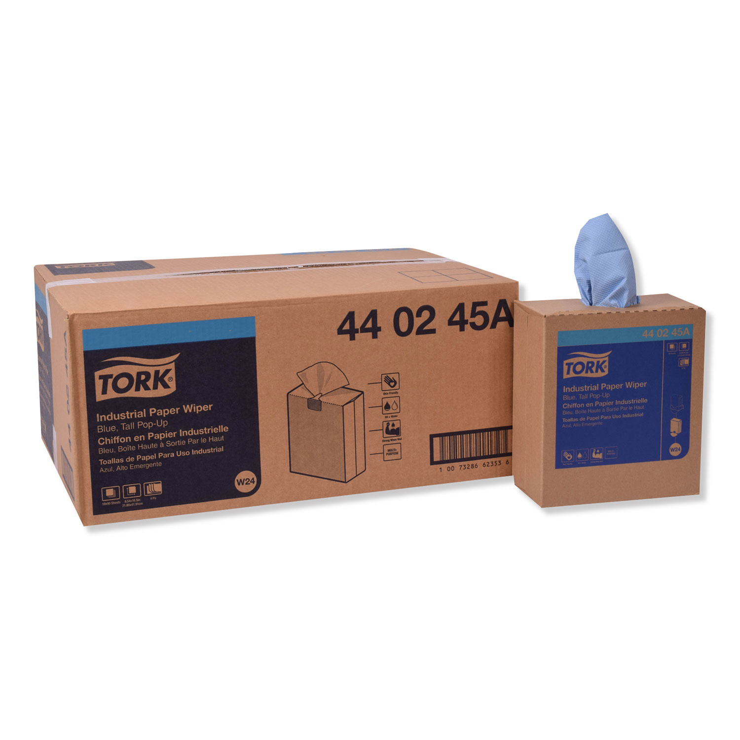  Tork 440245A Industrial Paper Wiper, 4-Ply, 8.54 x 16.5, Blue, 90 Towels/Box, 10 Box/Carton (TRK440245A) 