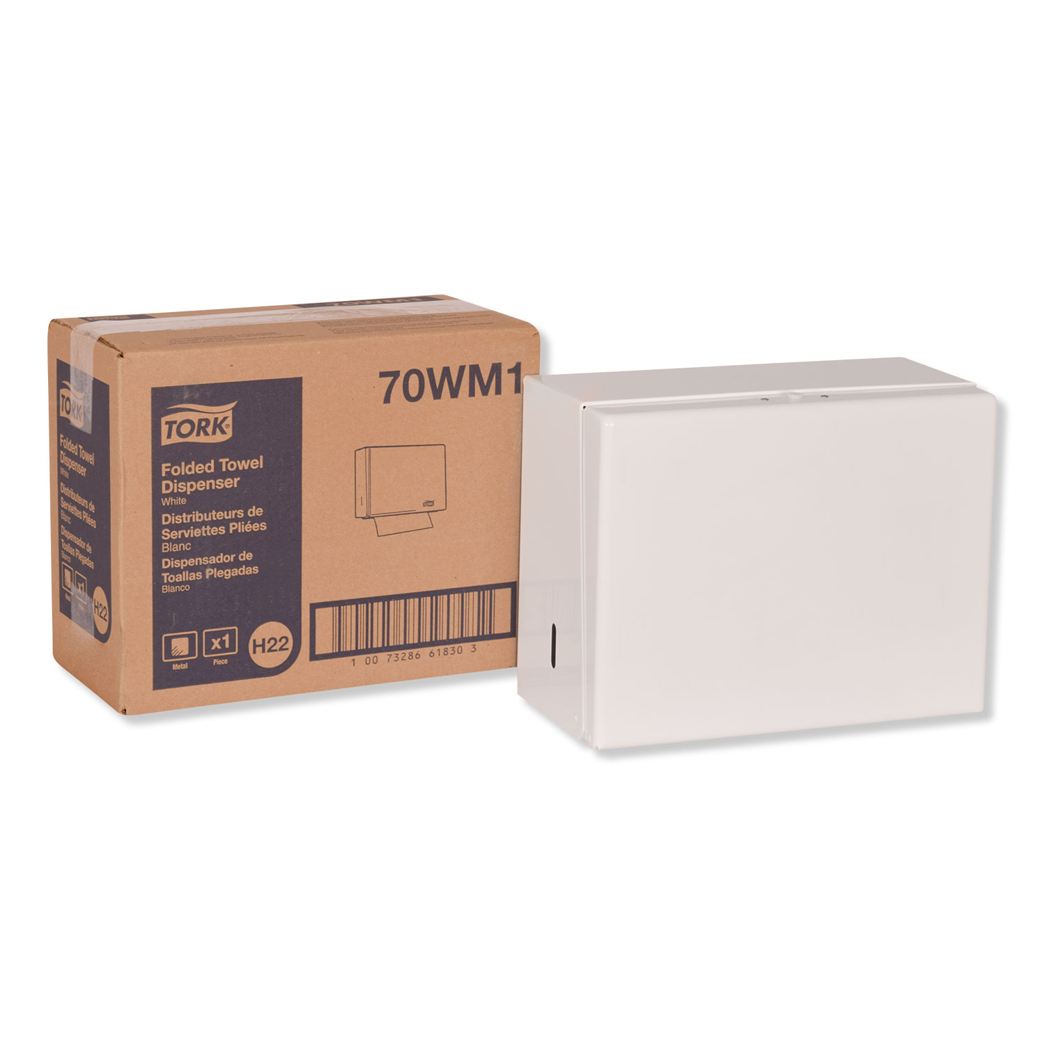  Tork 70WM1 Singlefold Hand Towel Dispenser, 11.75 x 5.75 x 9.25, White (TRK70WM1) 