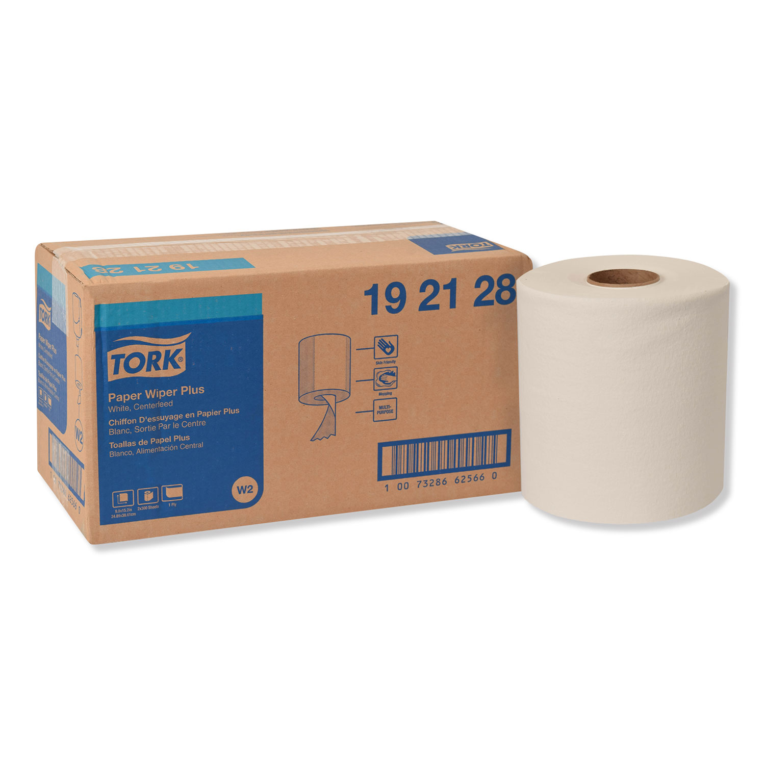 2-Ply White Wiper Disposable 280mm Paper Rolls Pack Of 2 Rolls 3600 Sheets