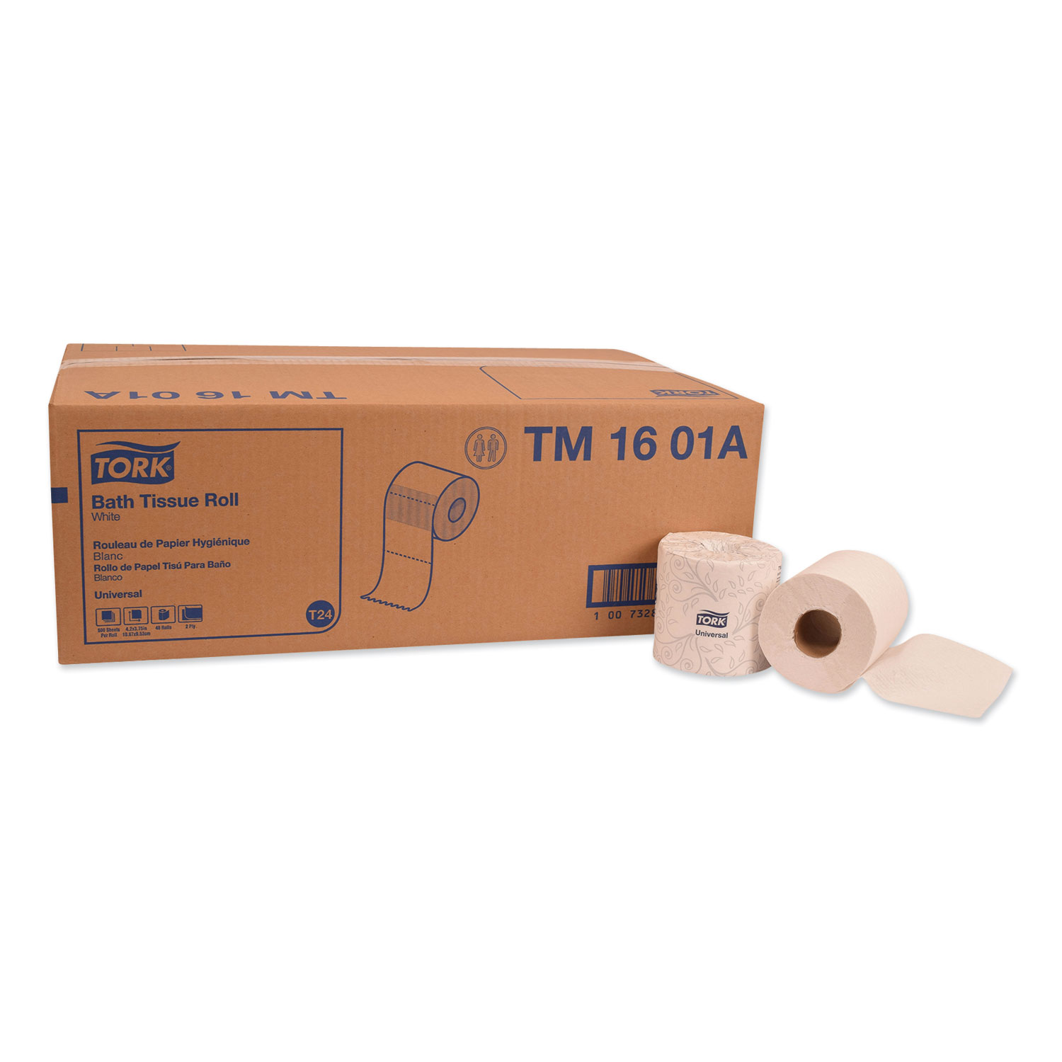  Tork TM1601A Universal Bath Tissue, Septic Safe, 2-Ply, White, 500 Sheets/Roll, 48 Rolls/Carton (TRKTM1601A) 