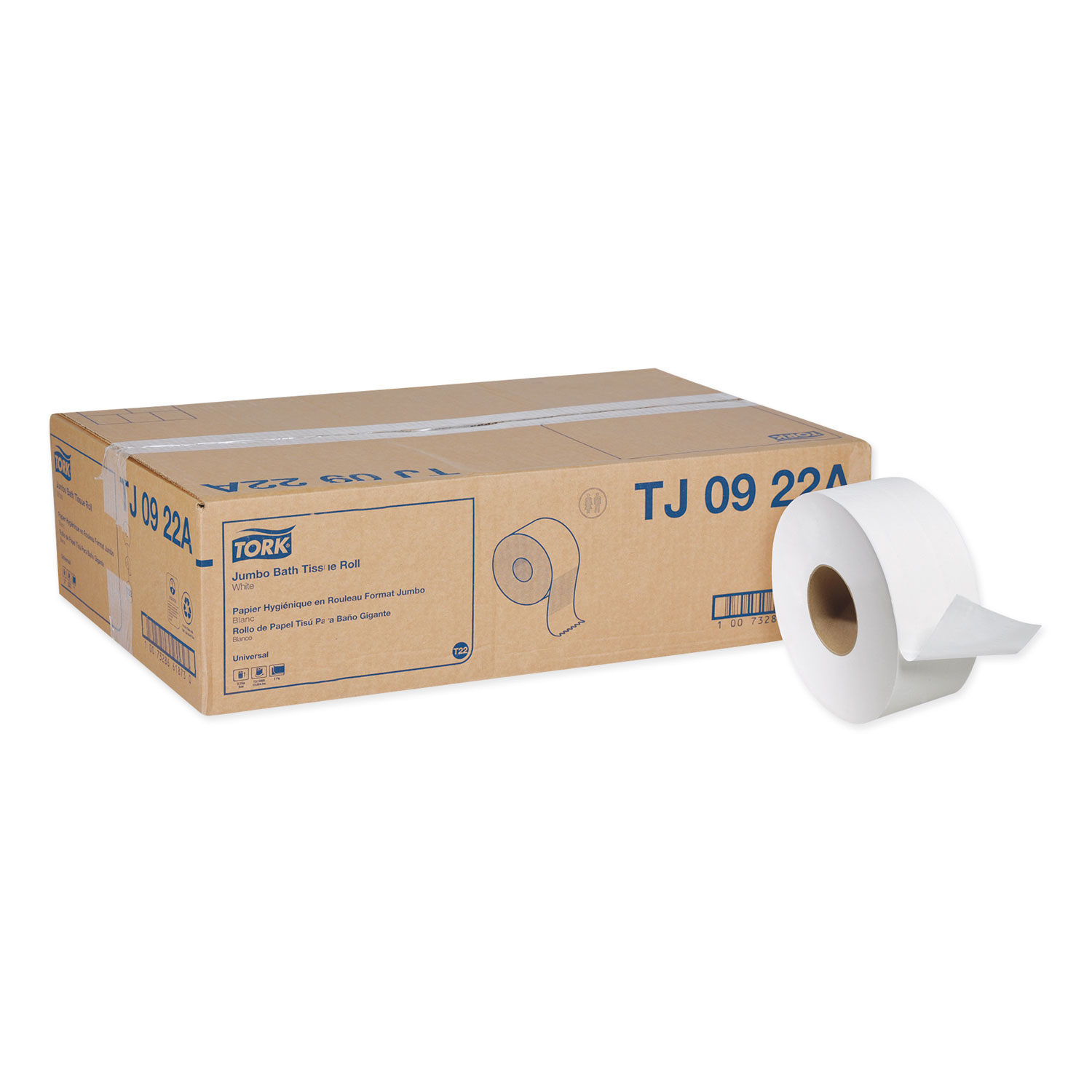  Tork TJ0922A Universal Jumbo Bath Tissue, Septic Safe, 2-Ply, White, 3.48 x 1,000 ft, 12/Carton (TRKTJ0922A) 