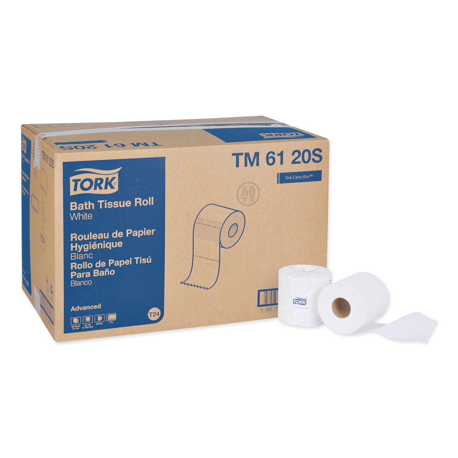  Tork TM6120S Advanced 2-Ply Bath Tissue, Septic Safe, White, 500 Sheets/Roll, 96 Rolls/Carton (TRKTM6120S) 