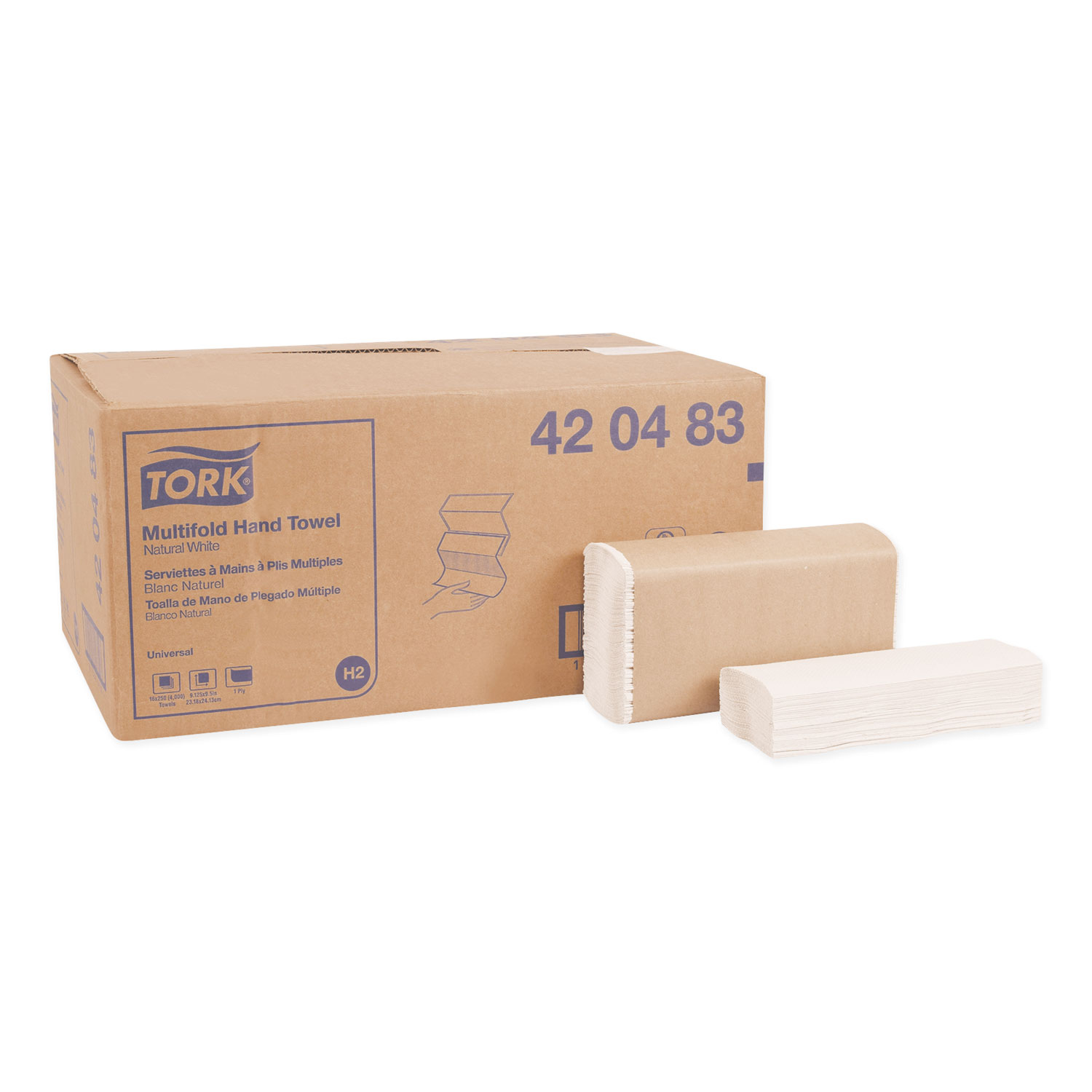  Tork 420483 Multifold Towels, 9.13 x 9.5, Natural White, 250/Pack, 16 Packs/Carton (TRK420483) 