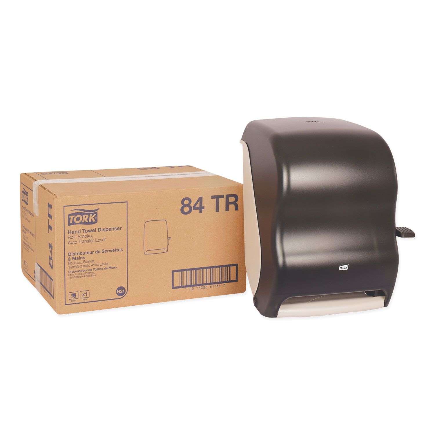  Tork 84TR Hand Towel Roll Dispenser, 12 15/16 x 9 1/4 x 15 1/2, Smoke (TRK84TR) 