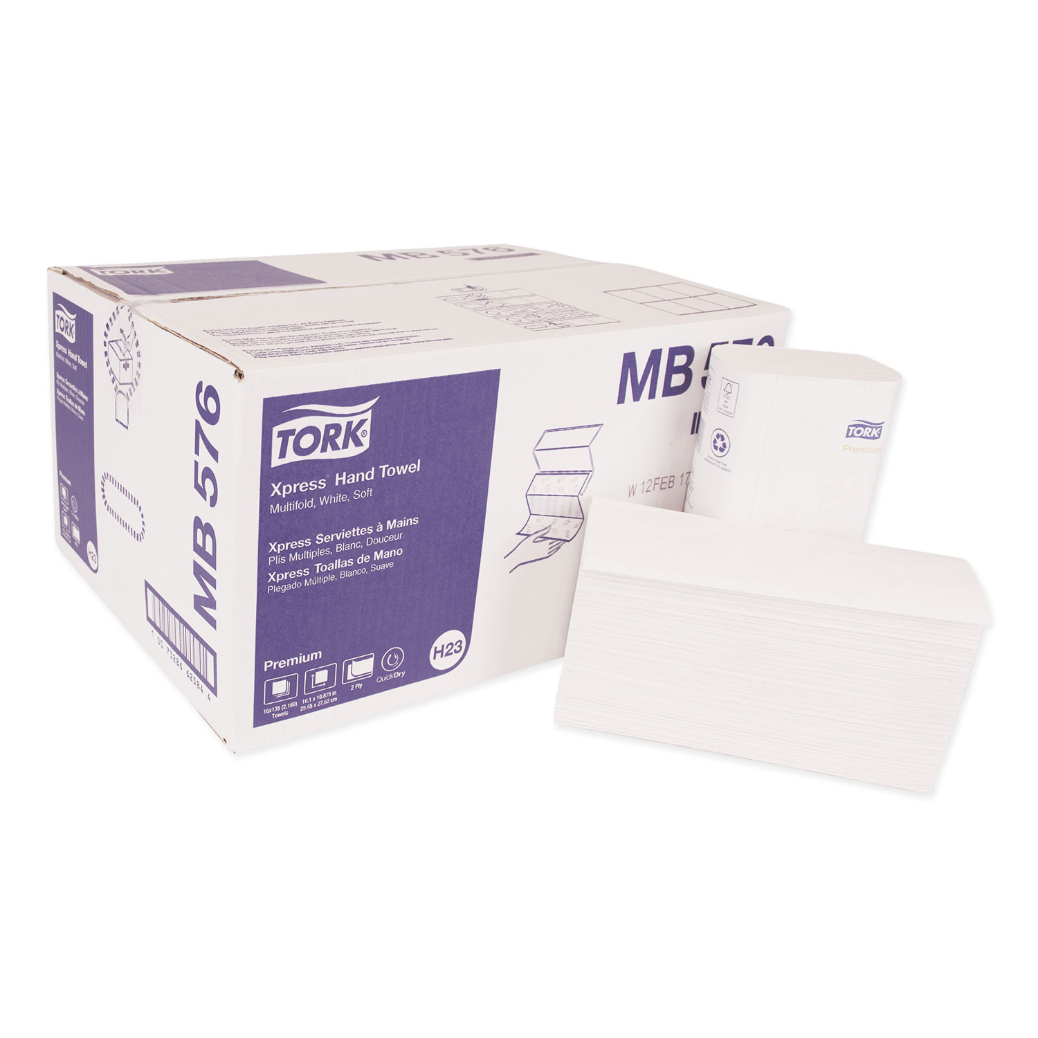  Tork MB576 Premium Multifold Towel, 2-Ply, 10.1 x 10.88, White, 135/Pack 16 Packs/Carton (TRKMB576) 