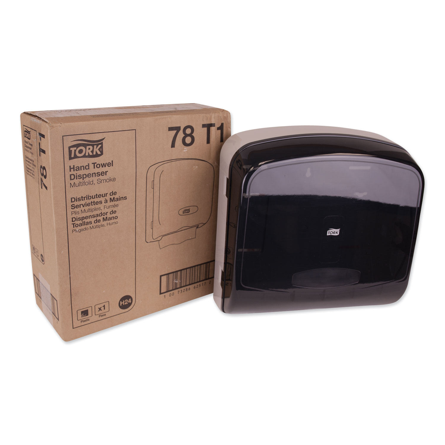  Tork 78T1 Multifold Hand Towel Dispenser, Plastic, 12.36 x 5.18 x 13, Smoke/Gray (TRK78T1) 