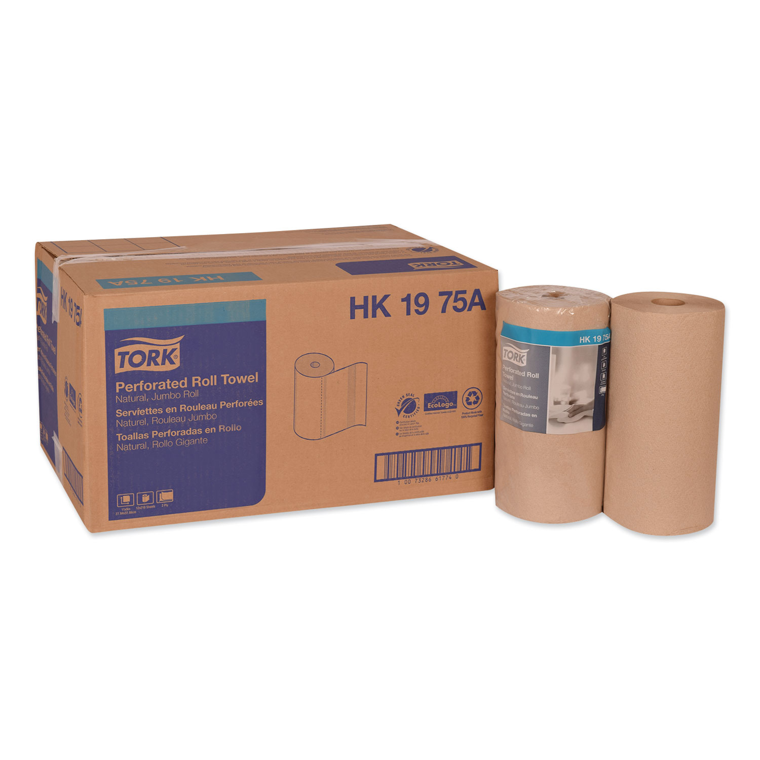  Tork HK1975A Universal Perforated Towel Roll, 2-Ply, 11 x 9, Natural, 210/Roll,12 Rolls/Carton (TRKHK1975A) 
